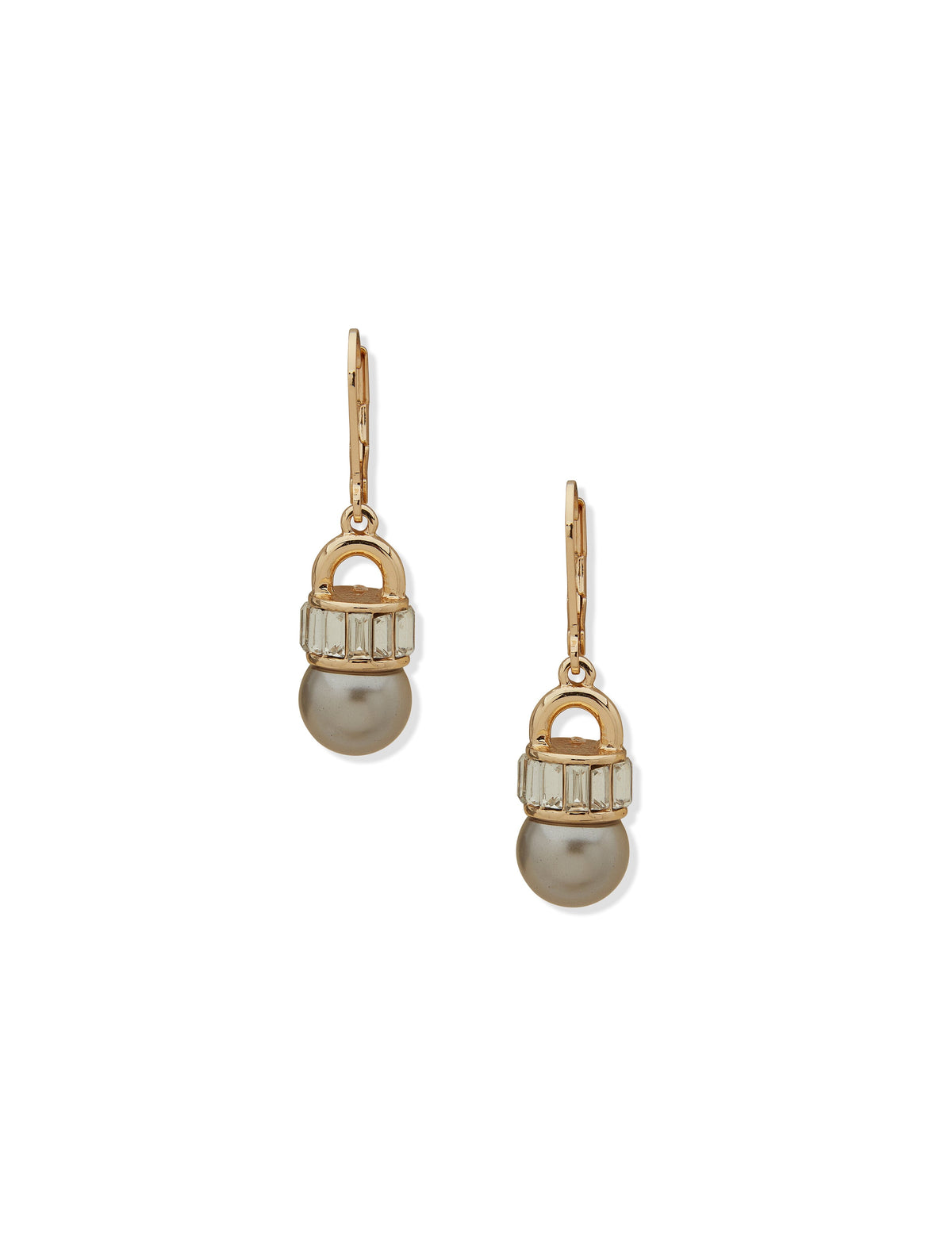 Anne Klein Gold Tone Leverback Pearl Drop Earrings