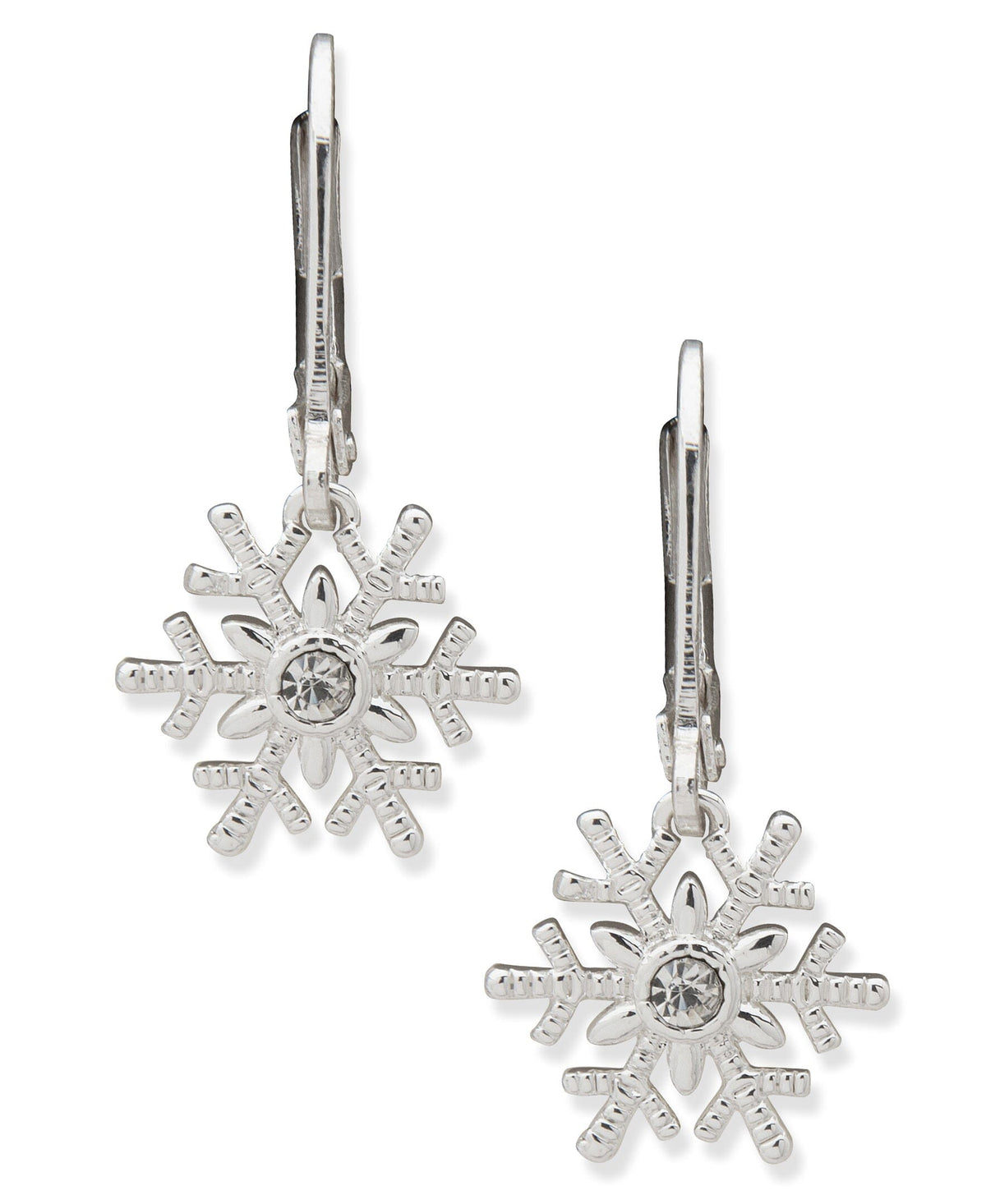 Anne Klein Silver Tone Snowflake Drop Earrings