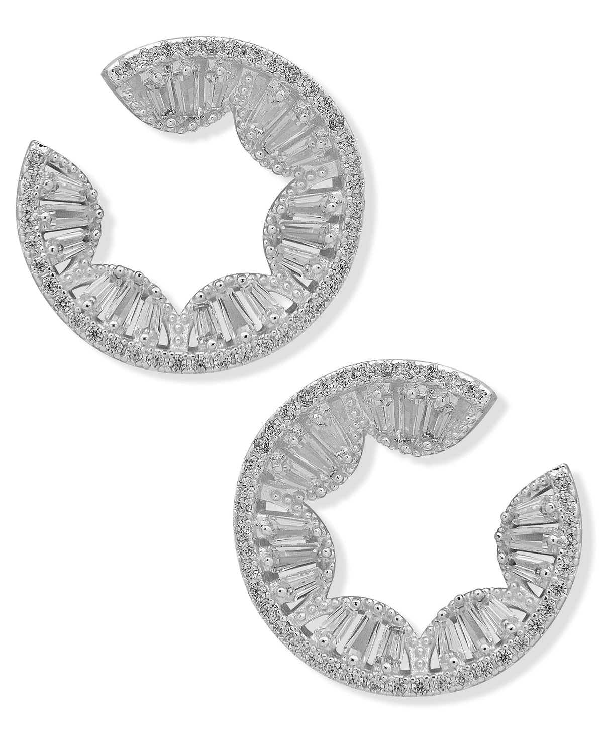 Anne Klein Silver Tone CZ Post Earrings