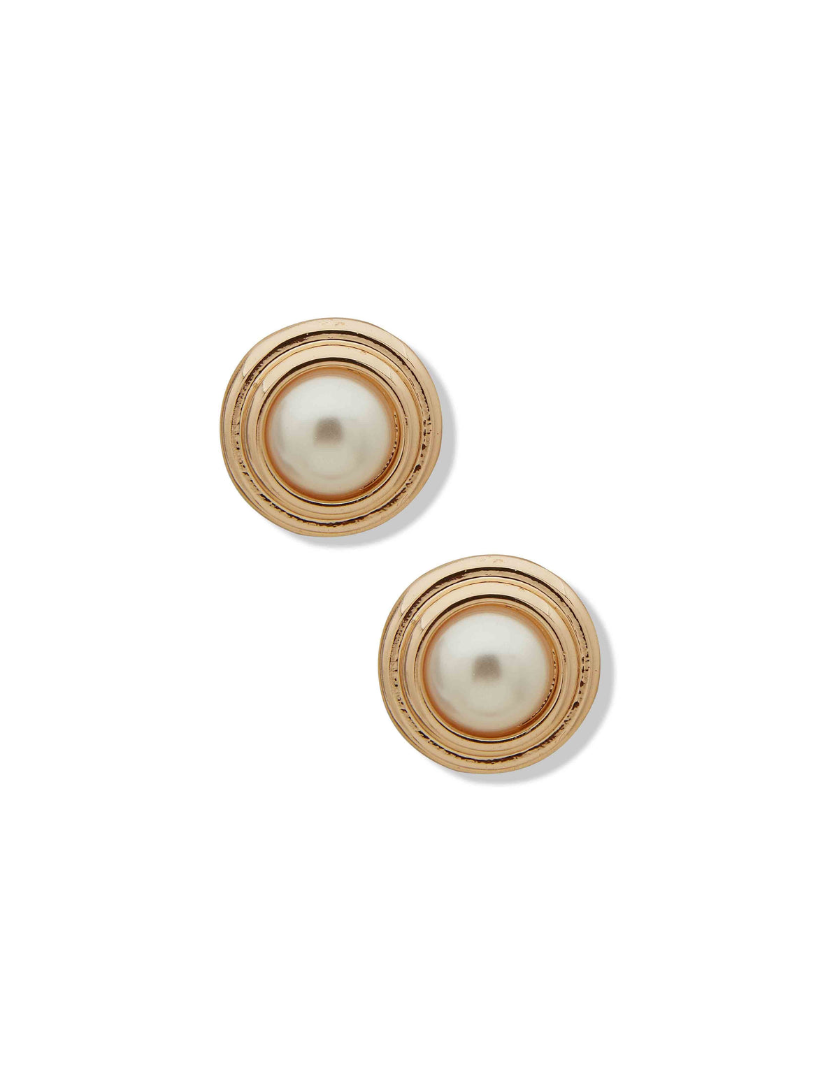 Anne Klein Gold Tone Gold-Tone Faux Pearl Cabochon Stud Earrings