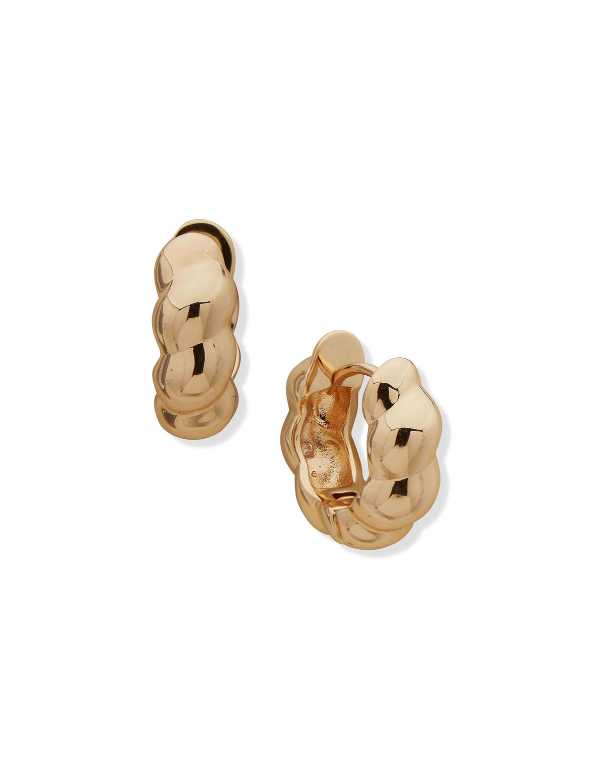 Anne Klein Gold Tone Small Puff Hoop Earrings