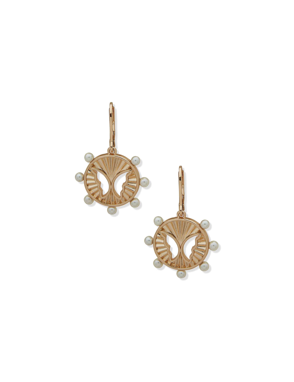 Anne Klein Gold Tone Butterfly Motif Drop Earrings