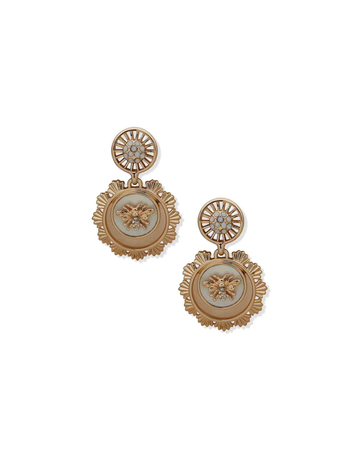 Anne Klein Gold Tone Bee Motif Drop Earrings