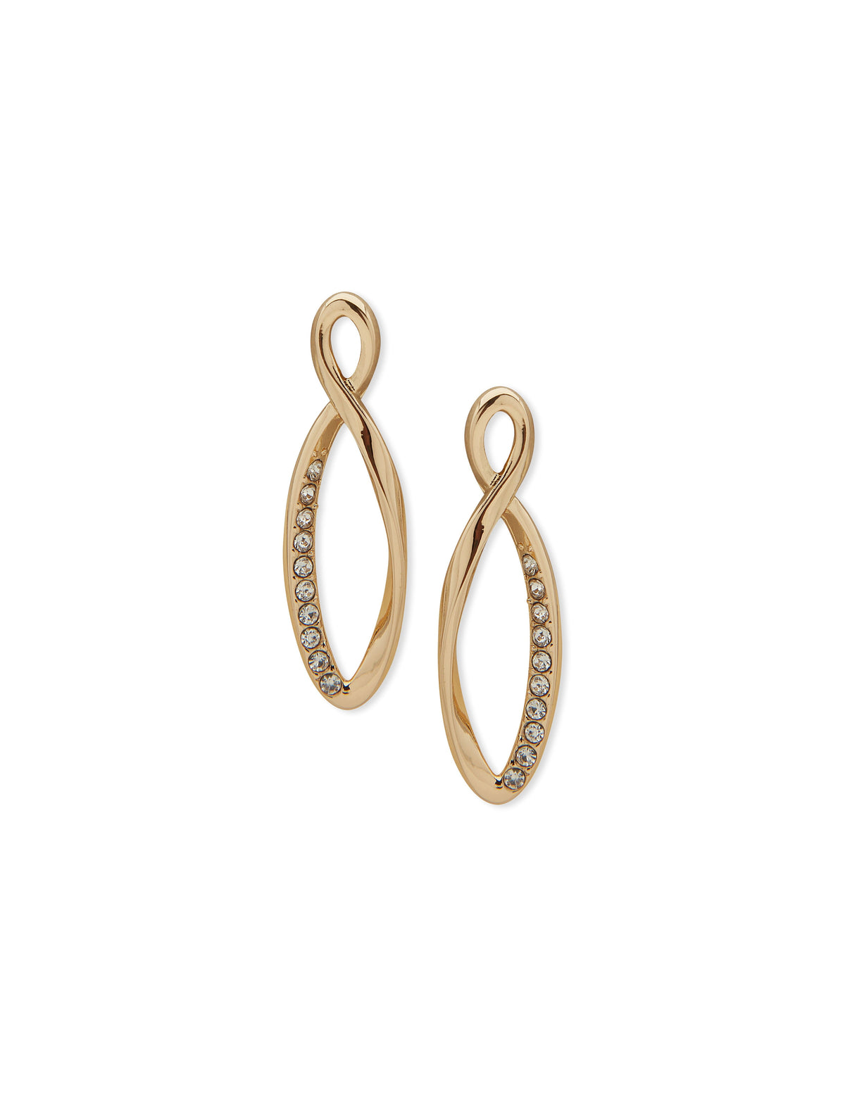 Anne Klein Gold Tone Crystal Post Twist Drop Earrings