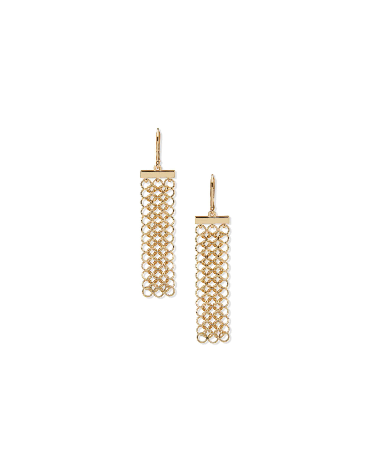 Anne Klein Gold Tone Linear Mesh Chain Earring