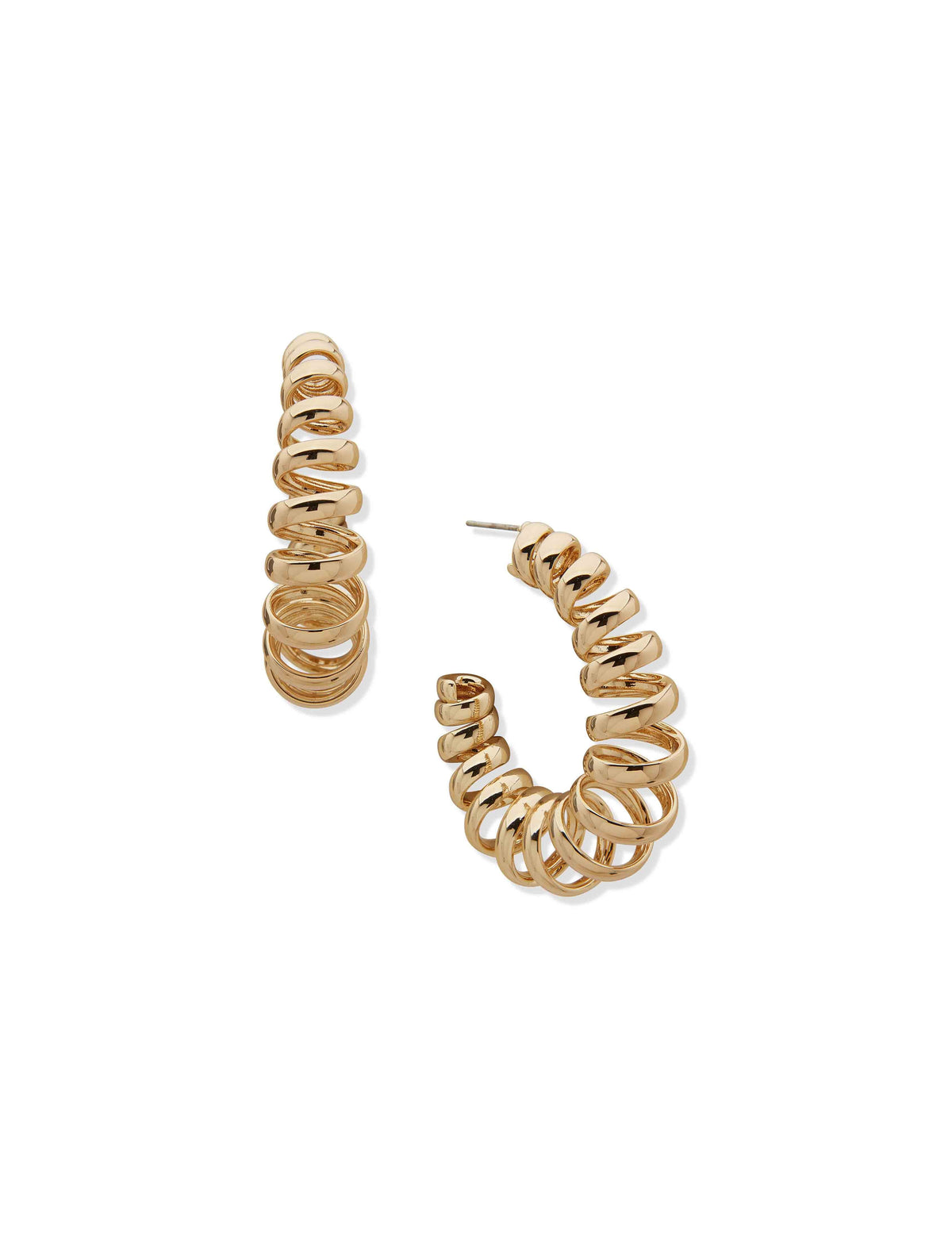 Anne Klein Gold Tone Gold Swirl C-Hoop Earring