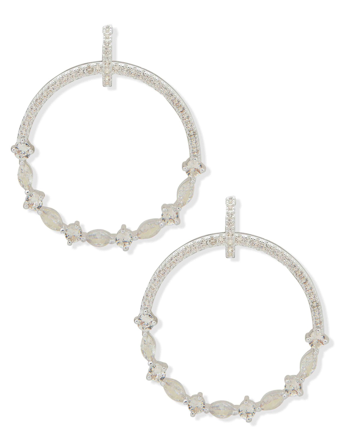 Anne Klein Silver Tone Drop Hoop Earring - Silver