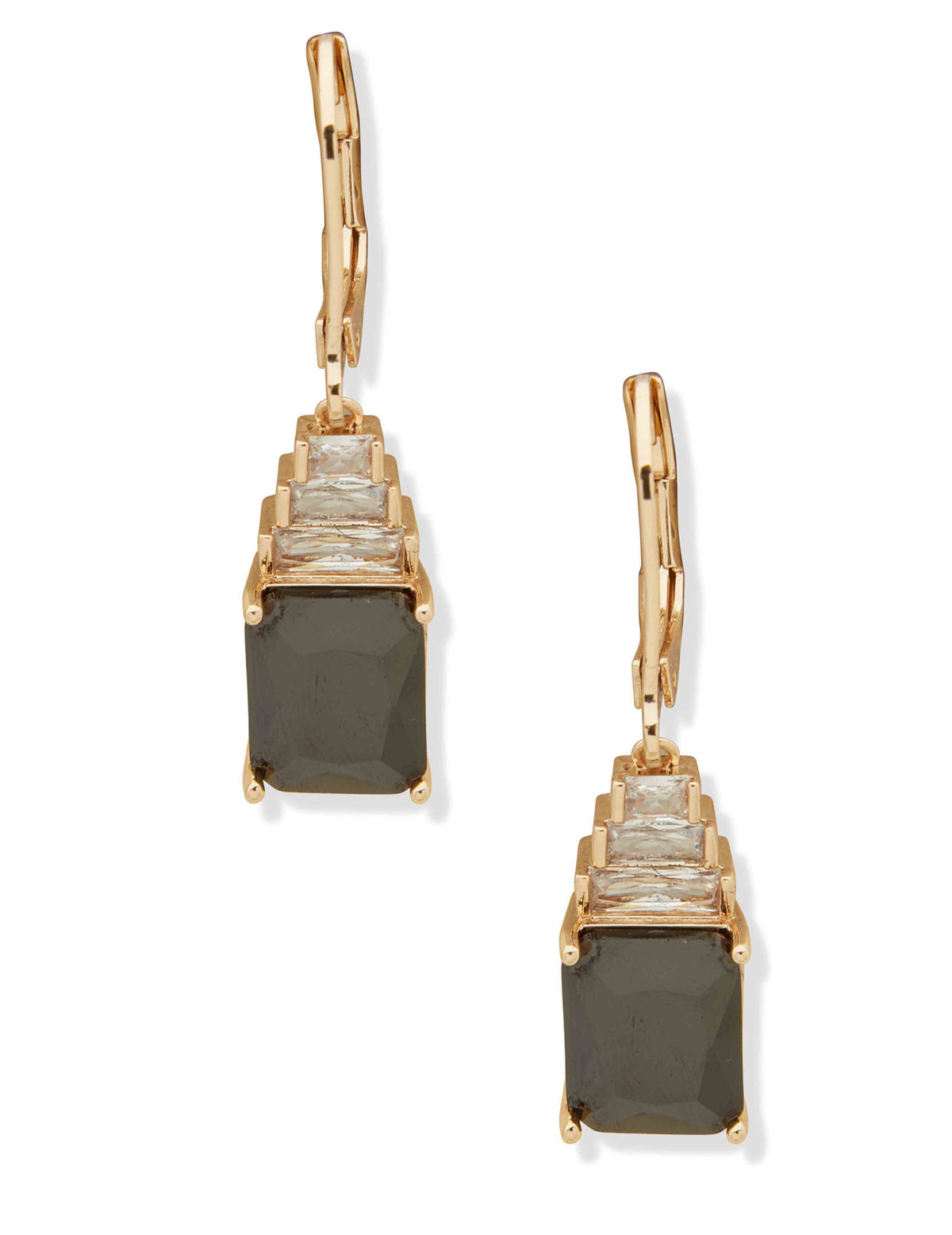 Anne Klein Gold Tone Levbak Drop Earring - Gold/Jet