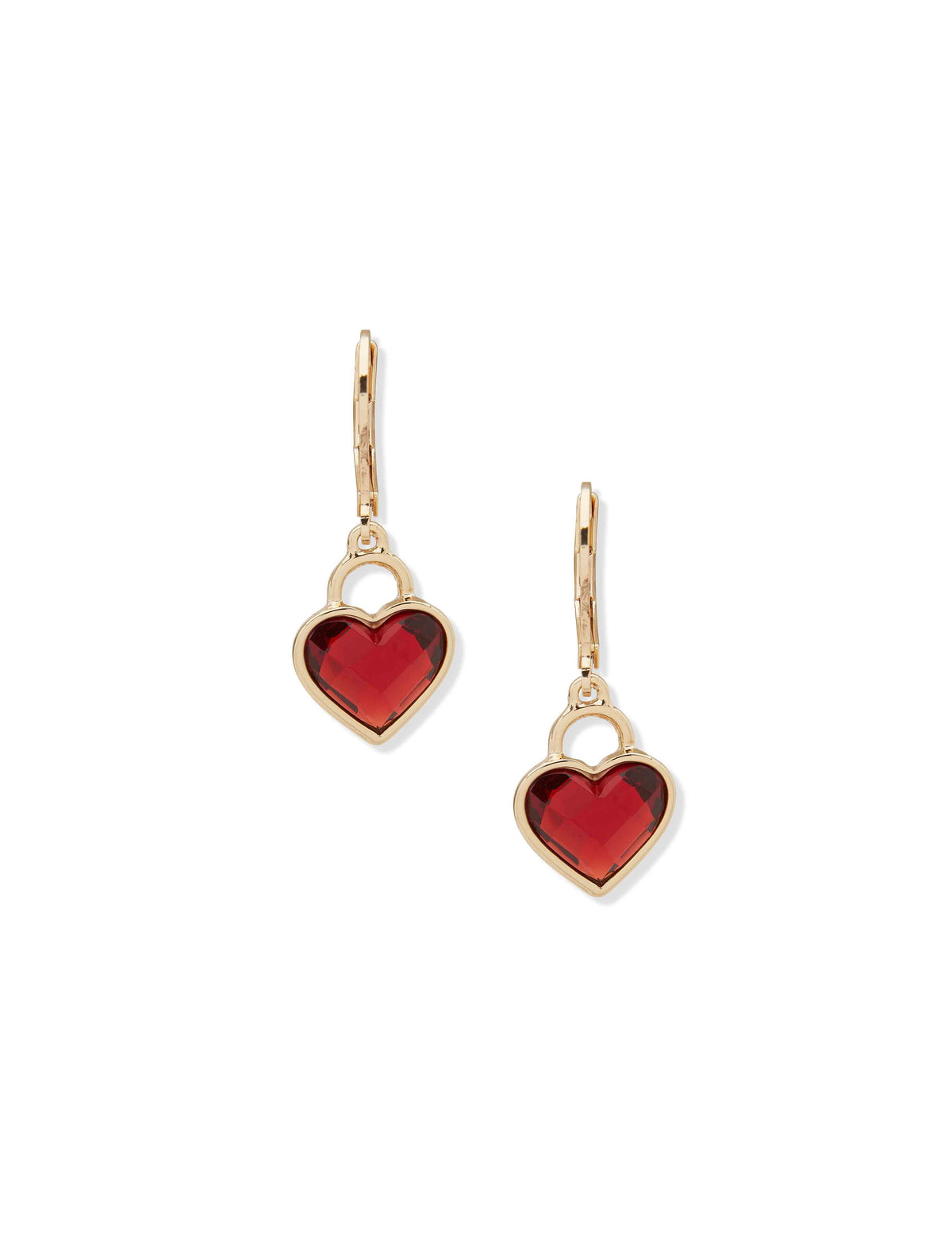 Anne Klein Gold Tone Heart Motif Earring - Gold/Siam