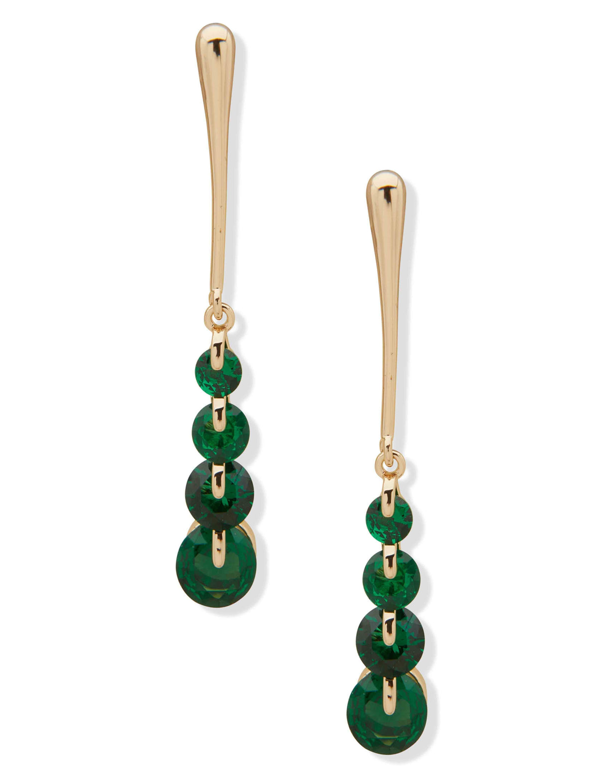 Anne Klein Gold Tone Linear Earring - Gold/Green