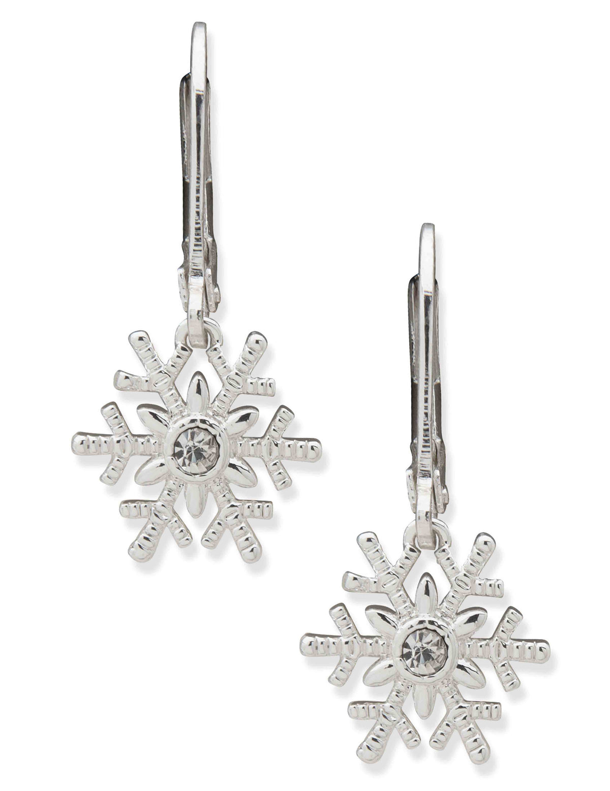 Anne Klein Silver Tone Snowflake Drop Earrings - Silver