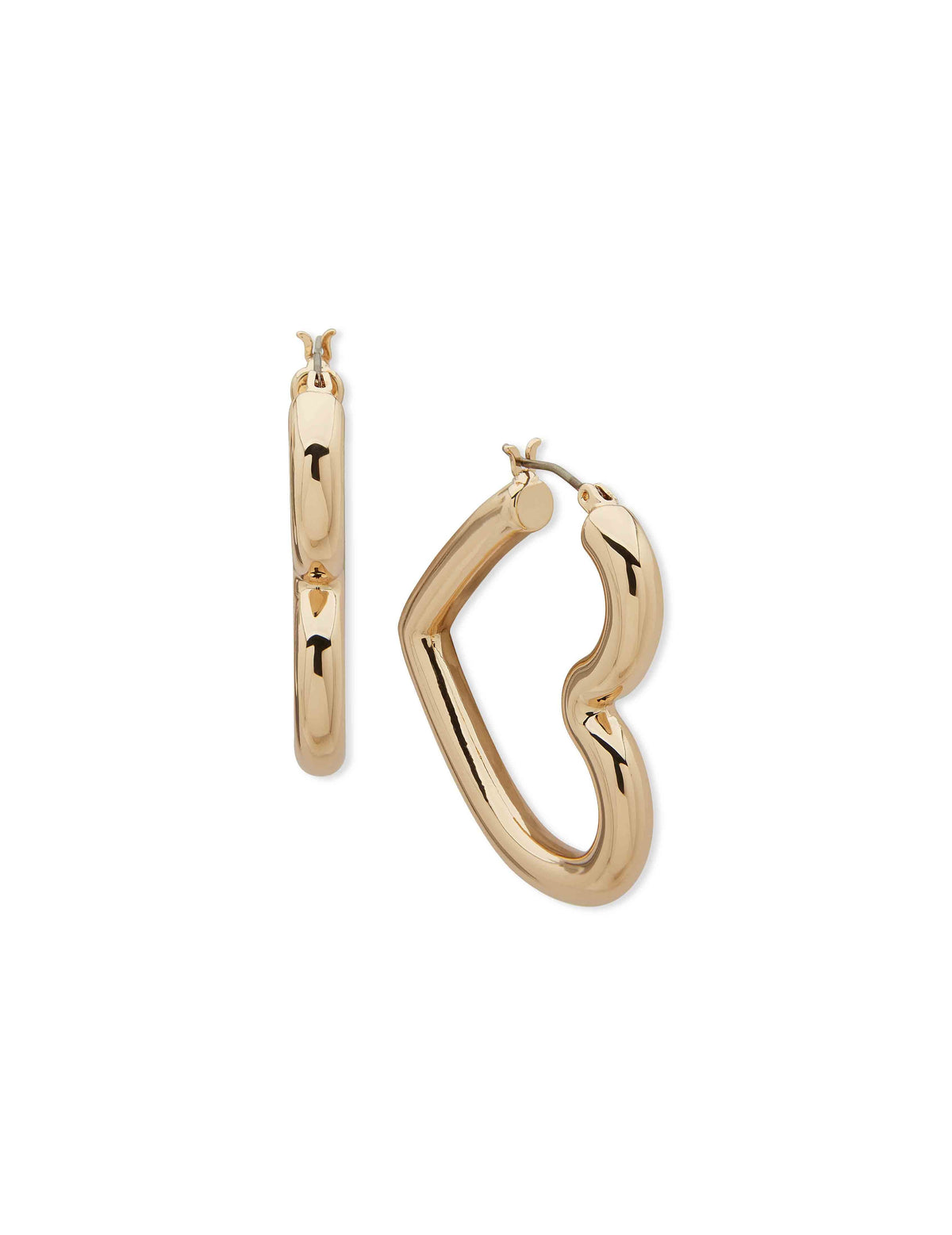 Anne Klein Gold Tone 37MM Heart Motif Hoop - Gold