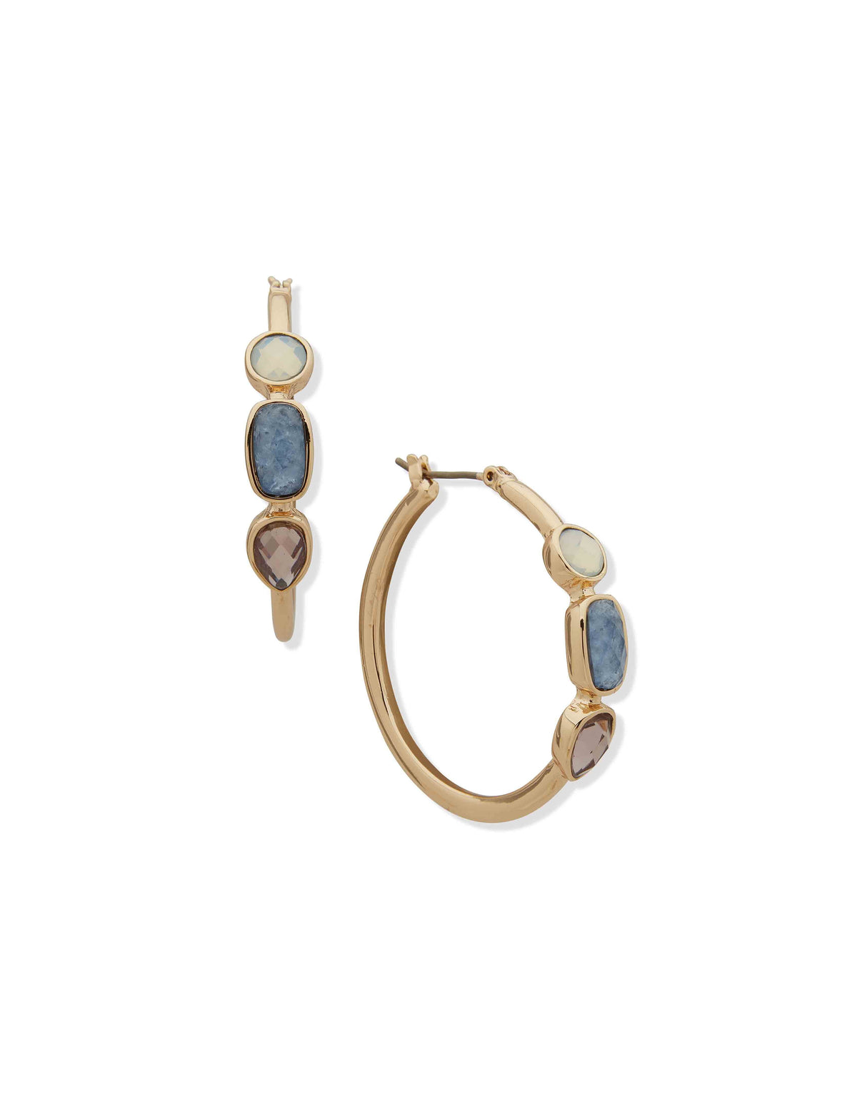 Anne Klein Gold Tone Stone Drop Hoop