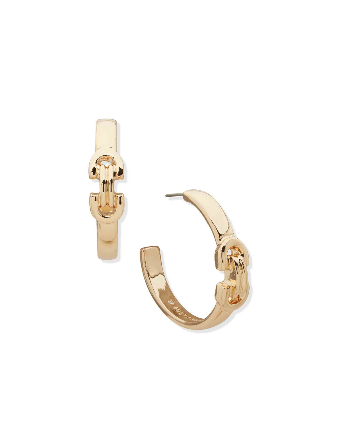 Anne Klein Gold-tone Linked Chain Clip On Hoop Earring