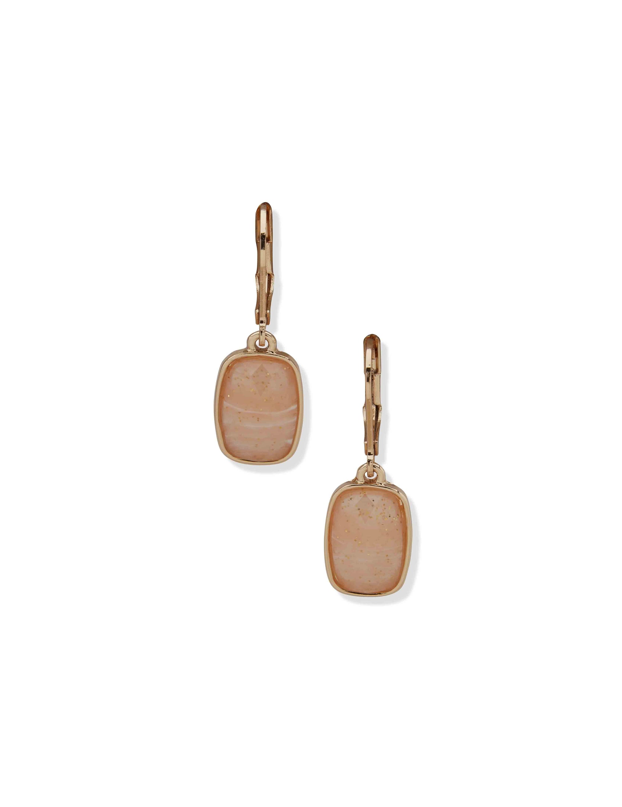 Anne Klein Gold Tone Cushion Stone Drop Earring-Gld/Pink