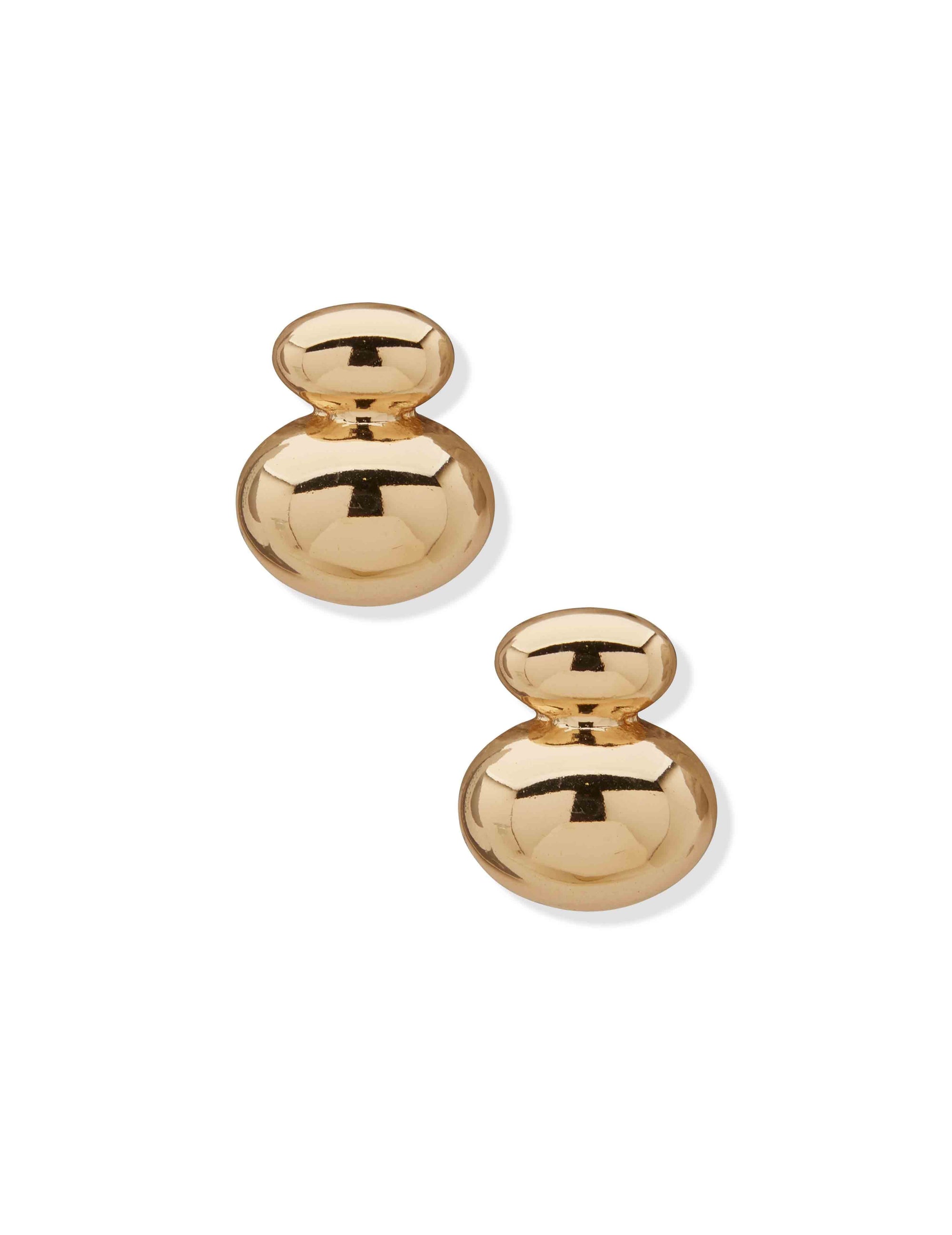Anne Klein Gold Tone Puffy Dbl Round Button Earring-Gld