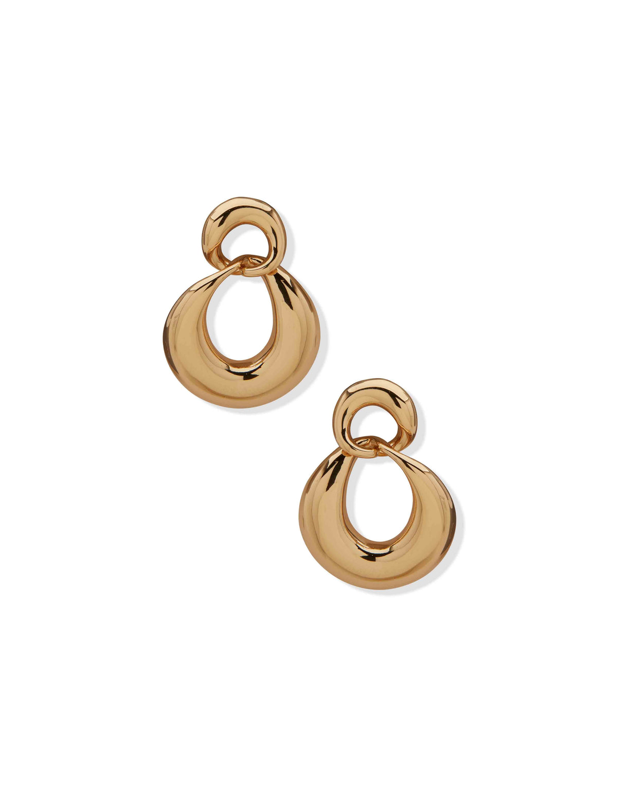 Anne Klein Gold Tone Puffy Twisted Link Drop Earrings in Gold-Tone
