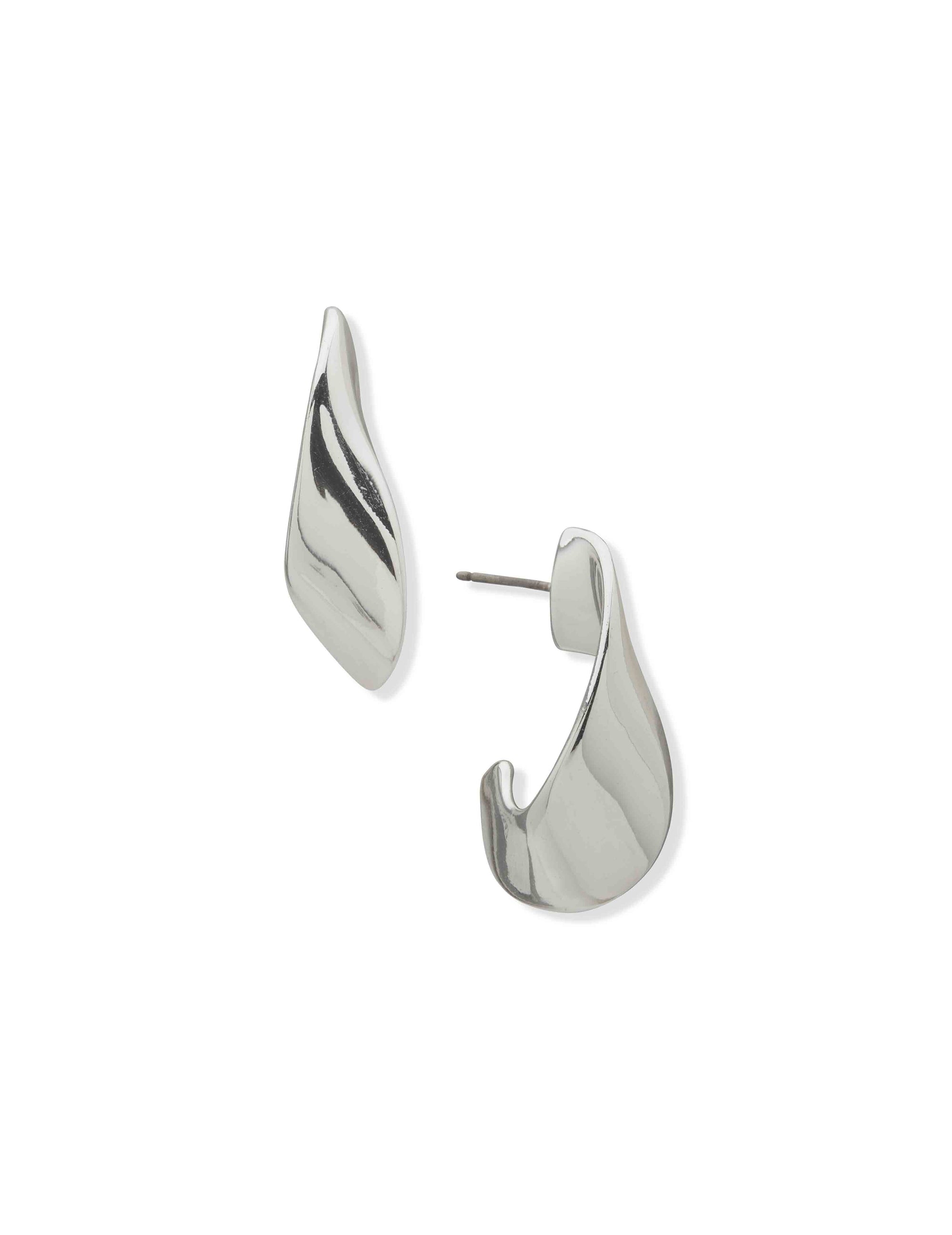 Anne Klein Silver Tone Twisted Lrg Hoop Earring-Slv