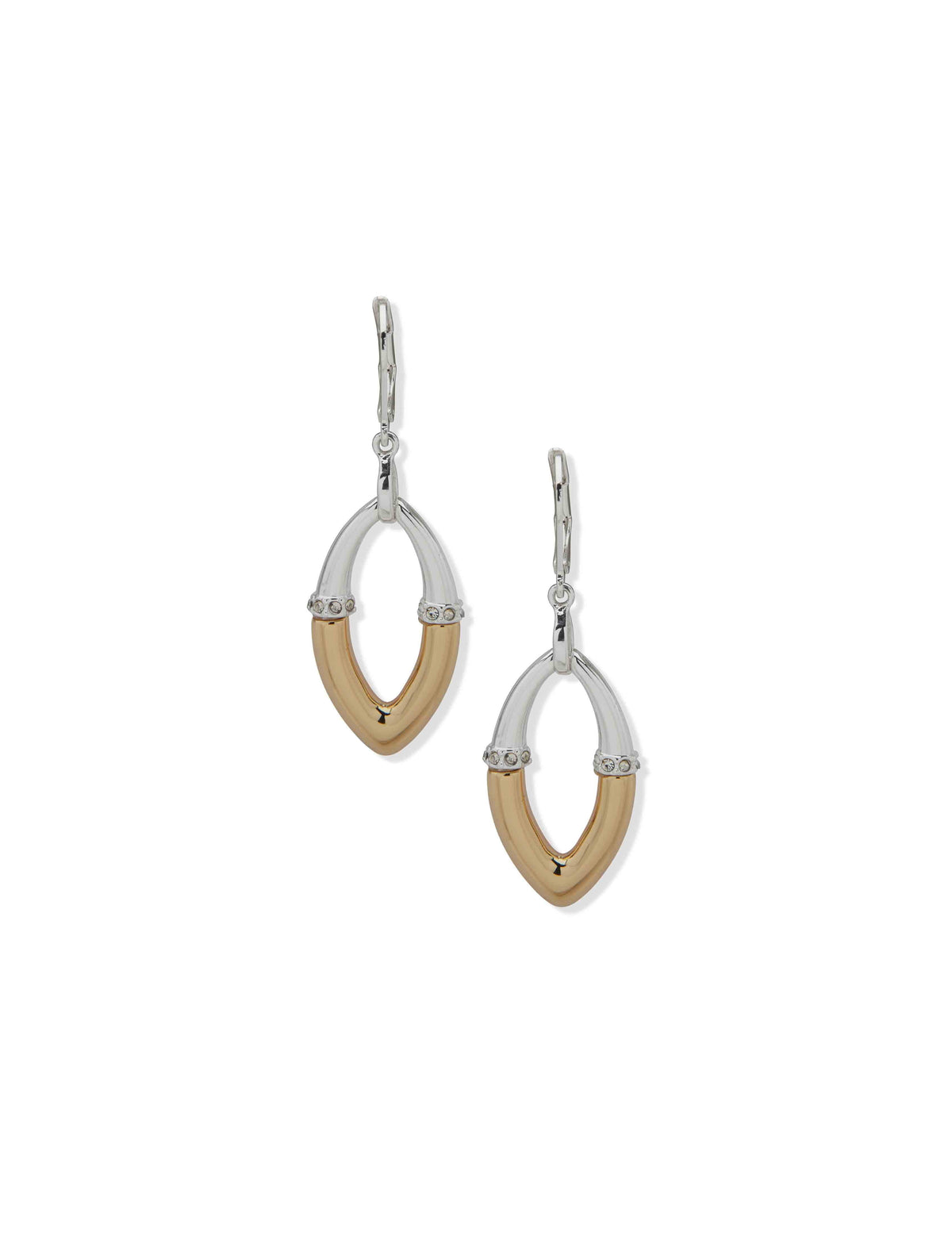 Anne Klein Two Tone Two-Tone Drop Earrings with Crystal Rondells