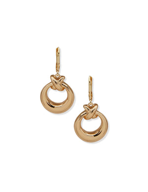 Anne Klein Open Circle Drop Earrings-Gld