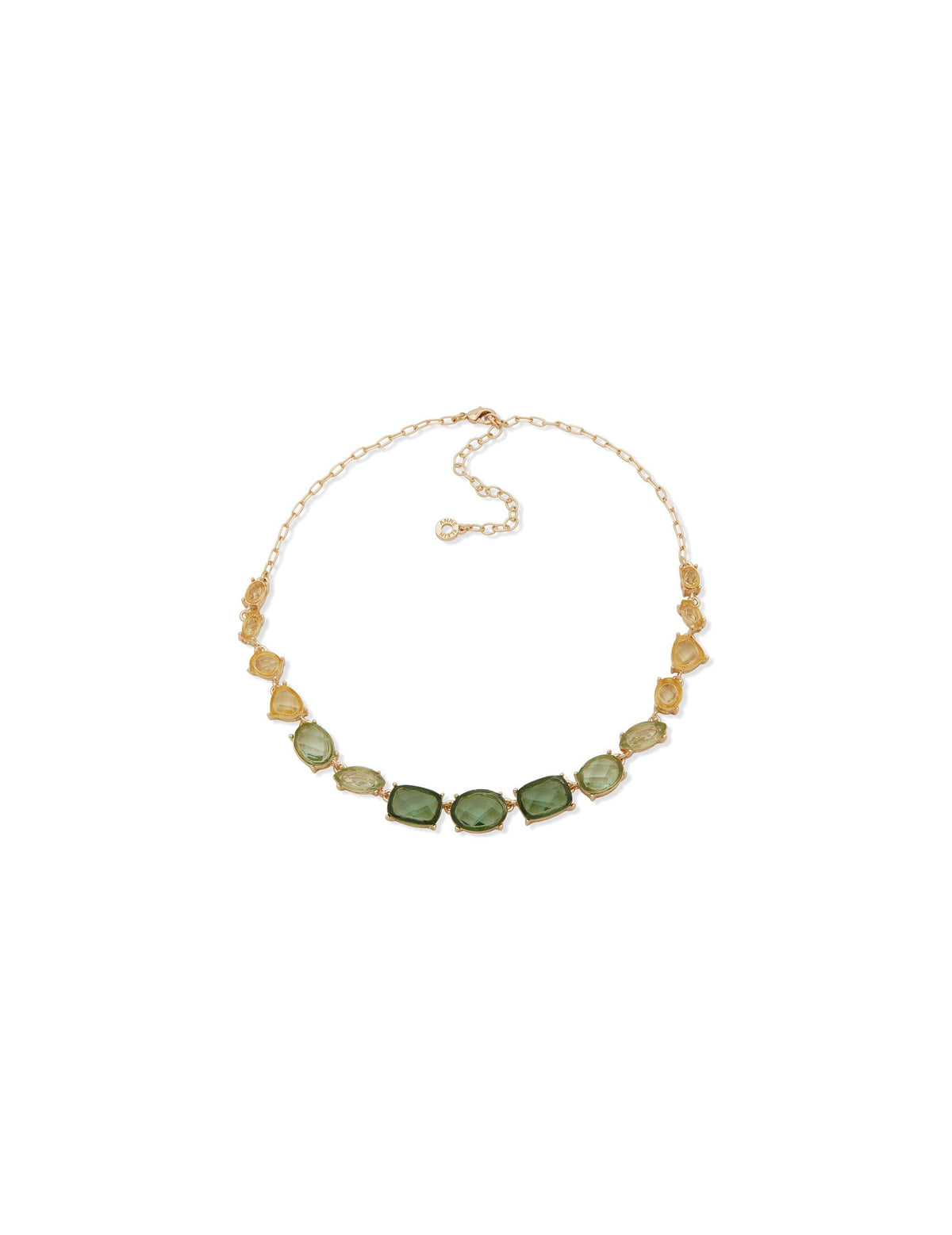 Anne Klein Gold Tone Stationed Stone Frontal Necklace
