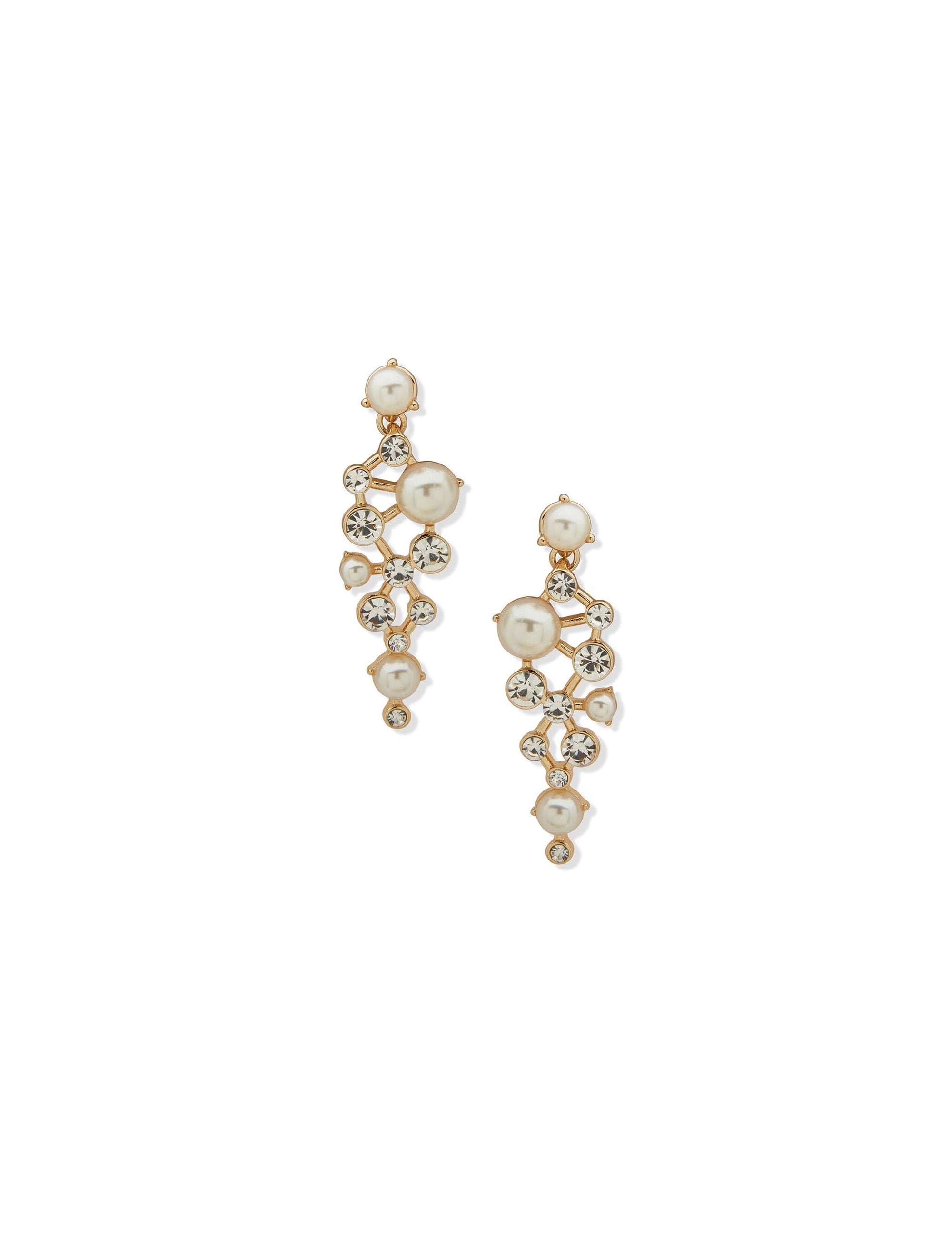 Anne Klein Gold Tone Stone and Cluster Post Liner Pierced Earrings