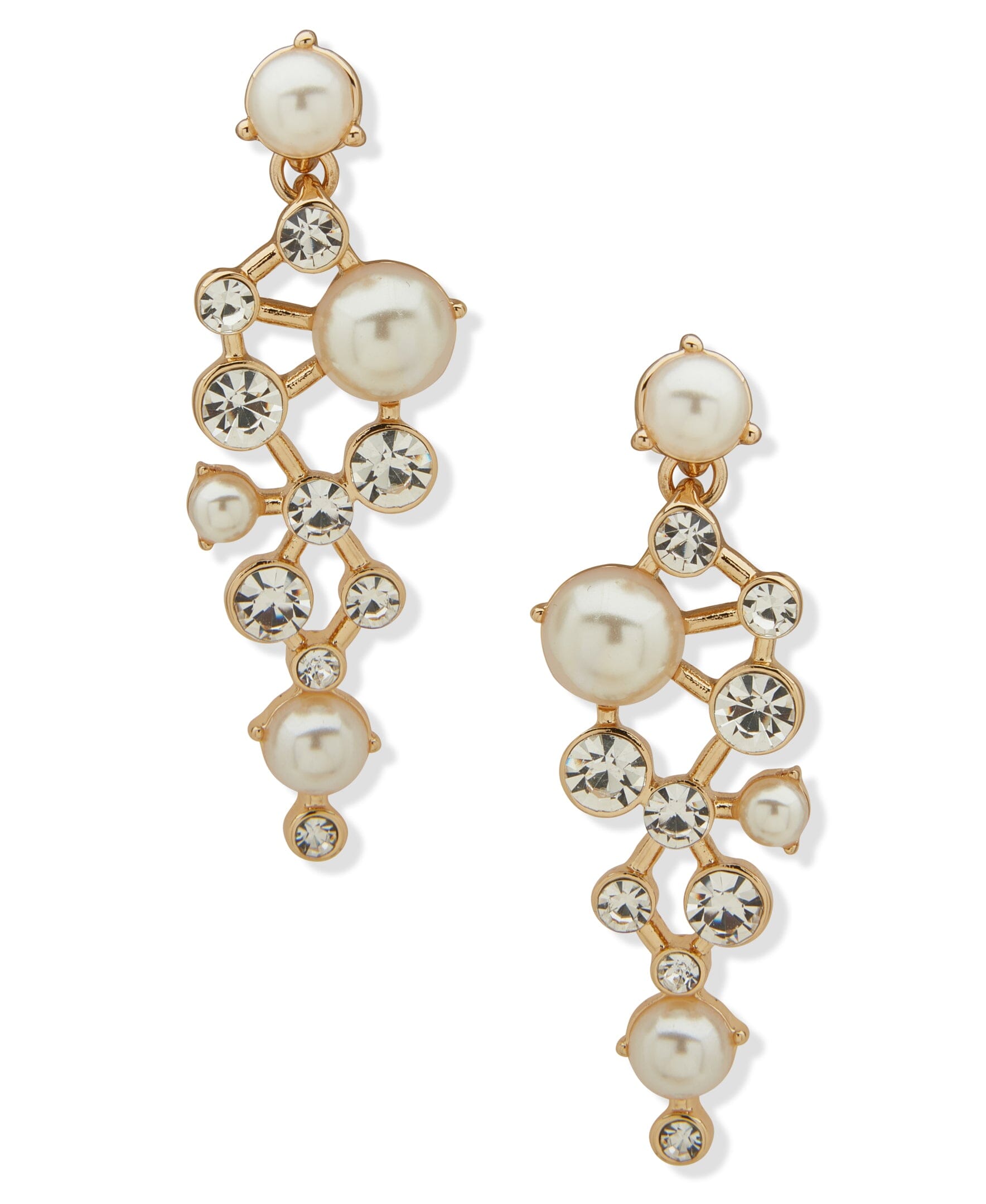 Anne Klein Gold Tone Stone and Cluster Post Liner Pierced Earrings