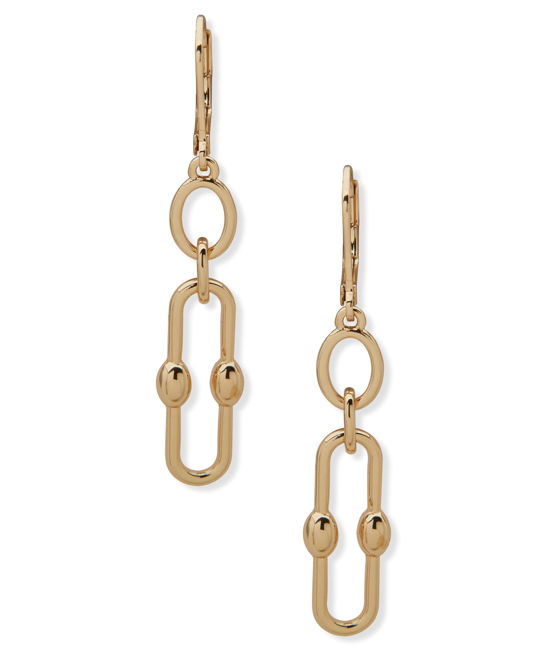 Gold-Tone Ball Link Chain Drop Earrings | Anne Klein