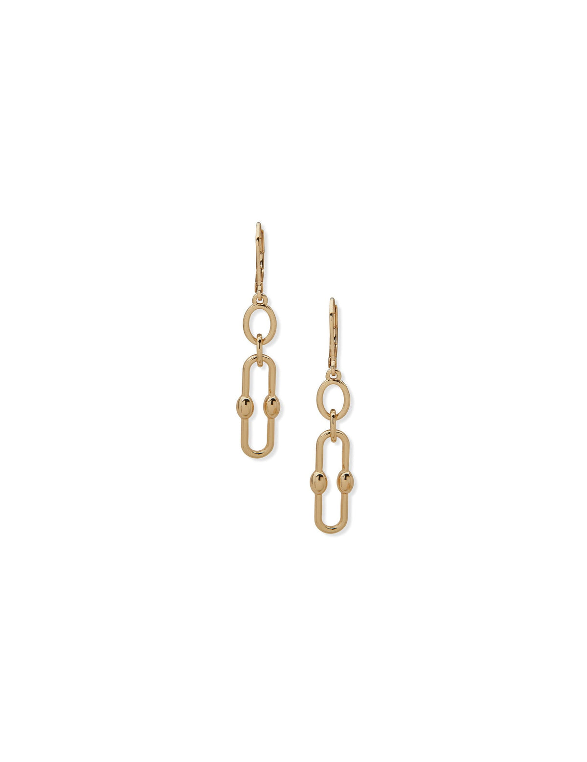 Anne Klein Gold Tone Metal Ball Link Chain Drop Pierced Earrings