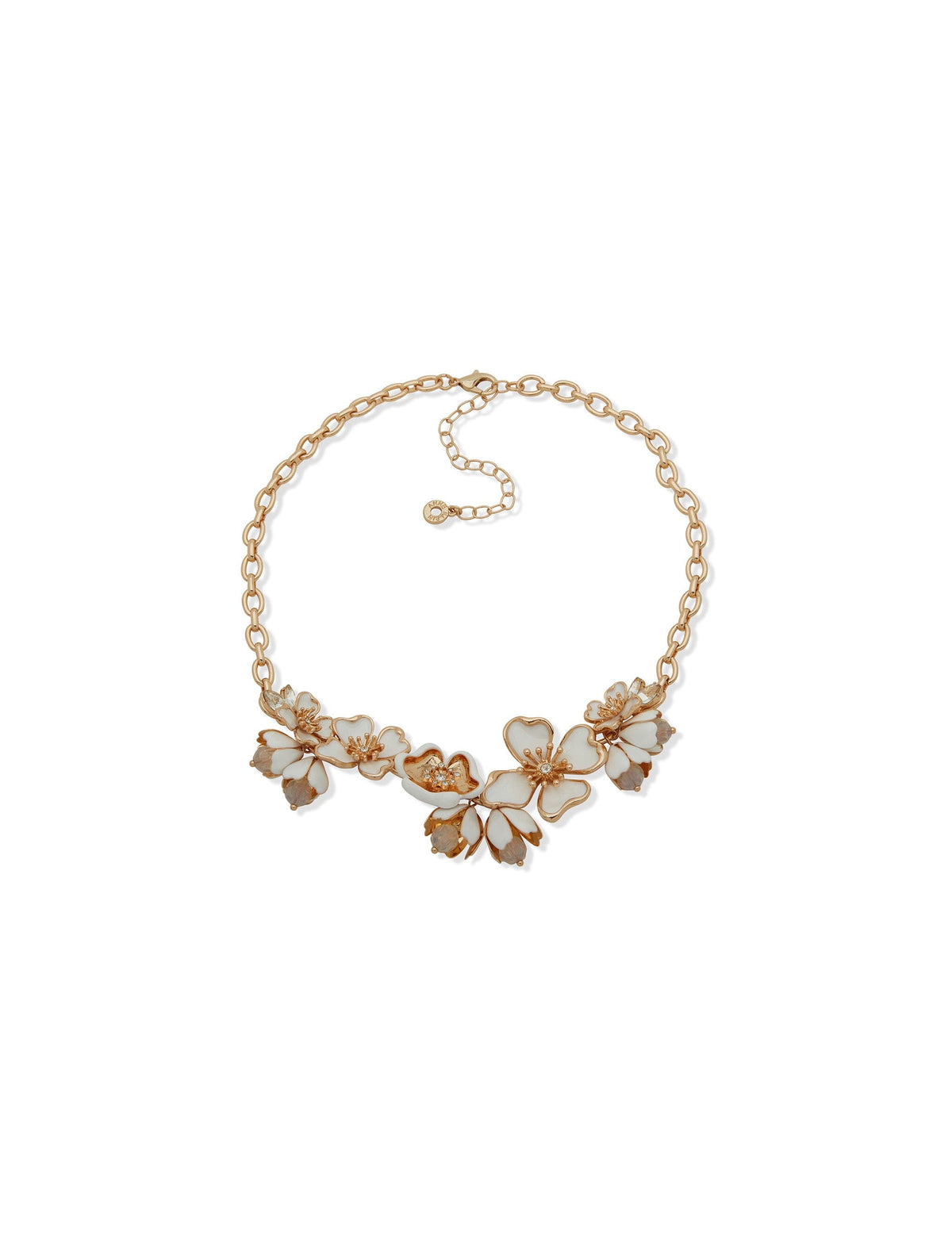 Anne Klein Gold Tone Dramatic Textured Floral Frontal Necklace