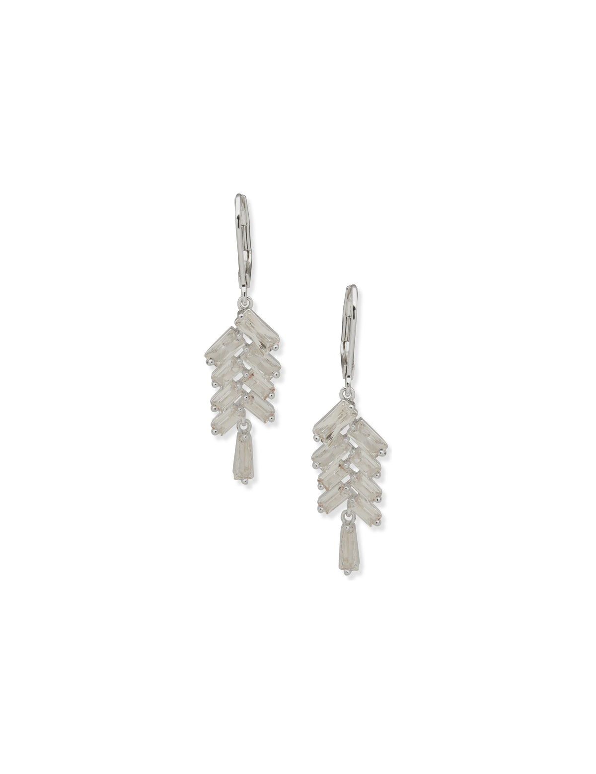 Baguette Earrings with Stone Drop