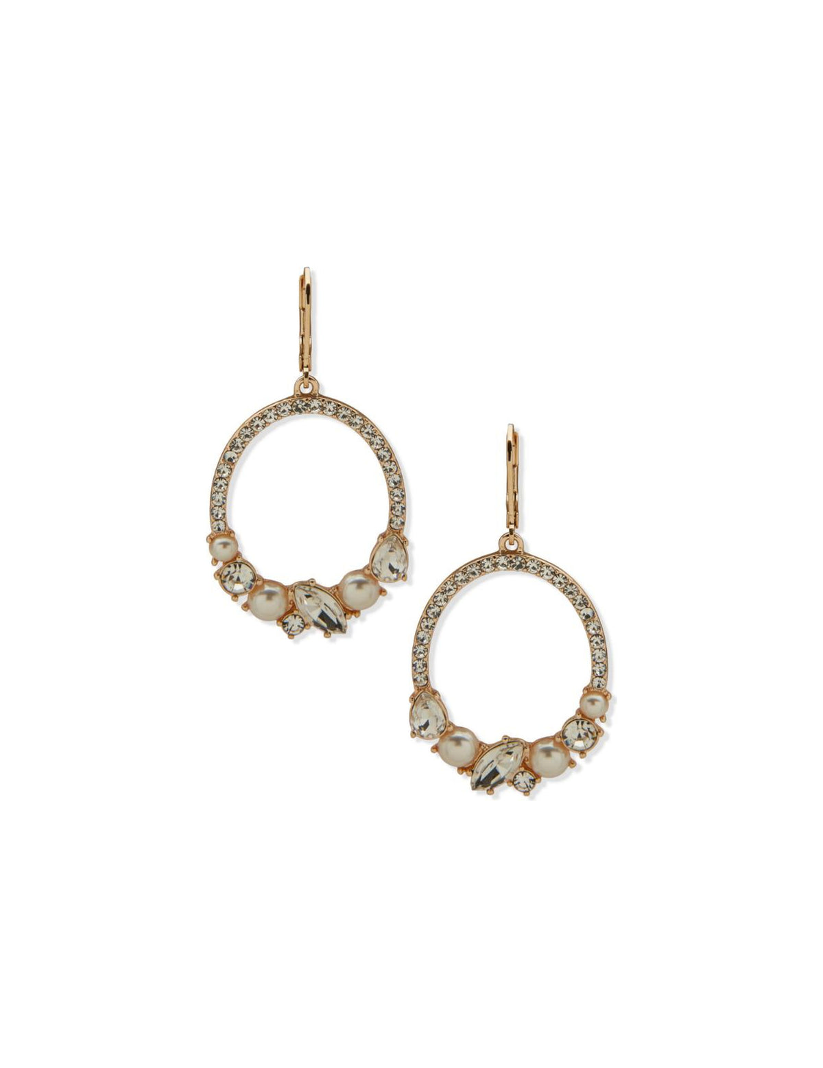 Pearl and Stone Cluster Orbital Earrings