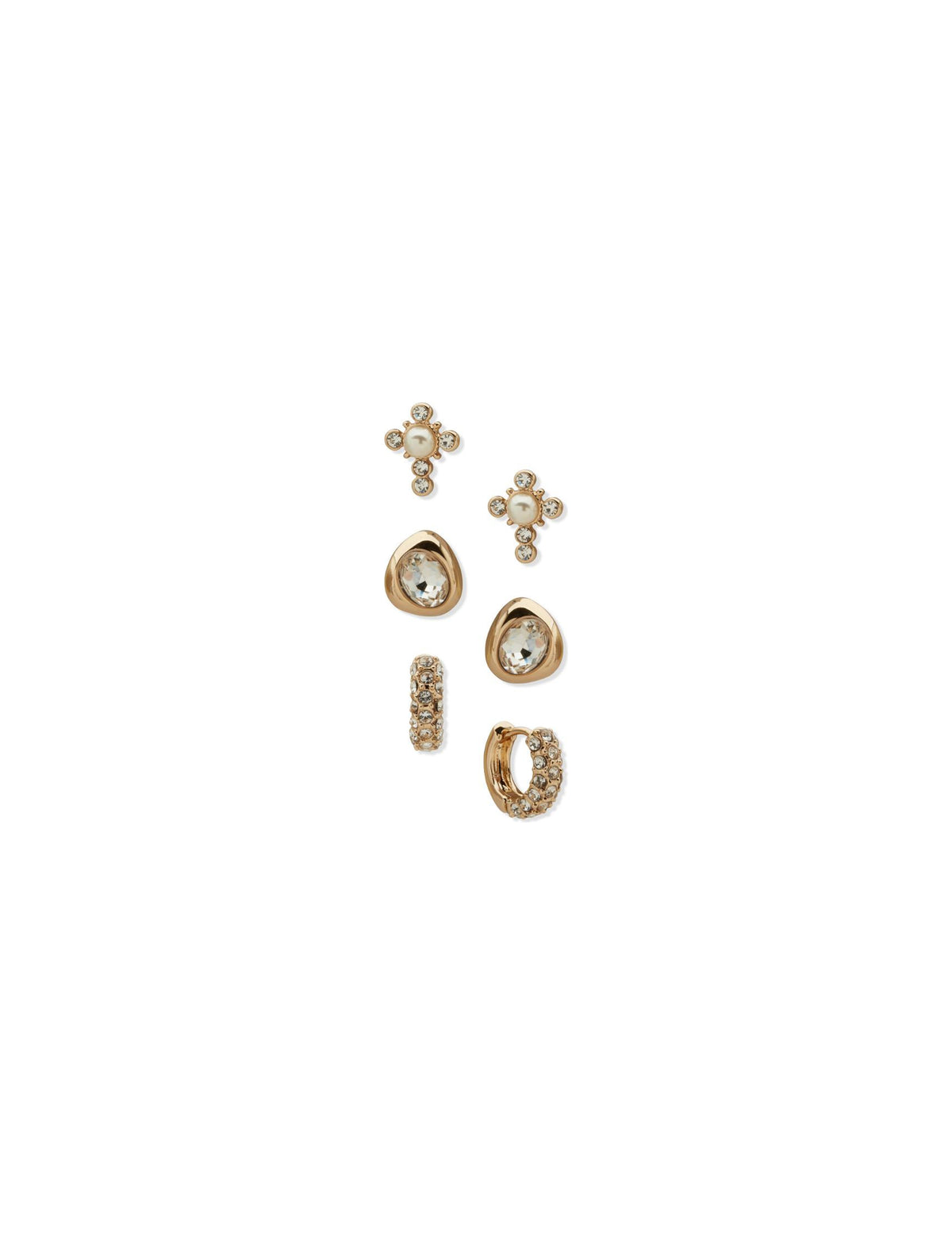 Puffy Stone and Cross Earrings
