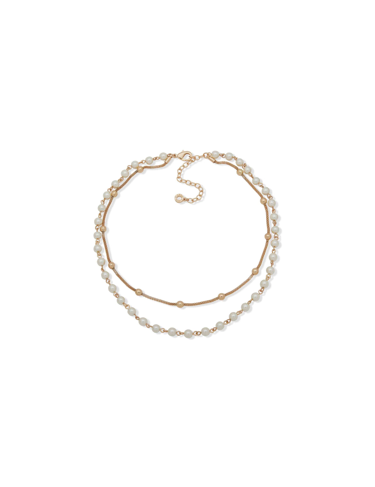 Anne Klein Gold Tone Multi-Row Pearl and Gold-Tone Necklace