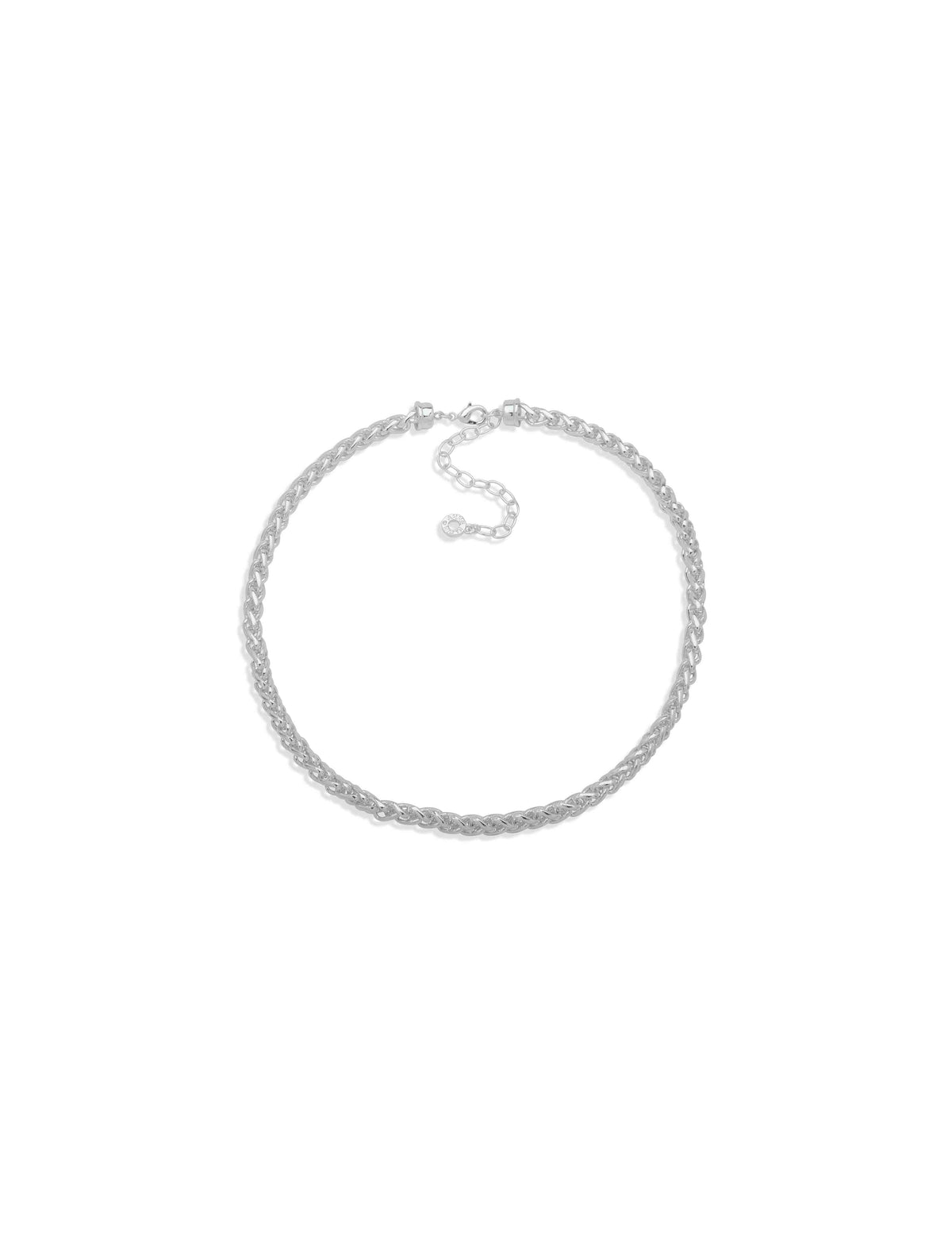 Anne Klein Silver Tone Silver-Tone Woven Chain Collar Necklace