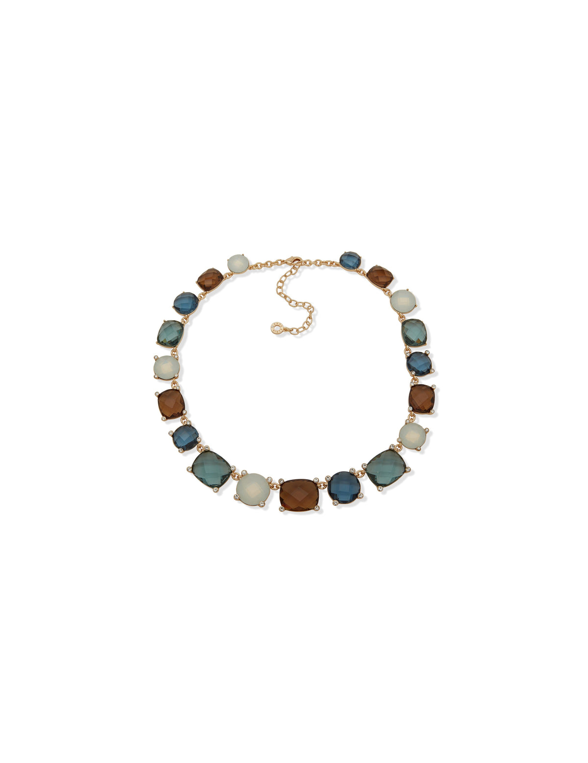 Anne Klein Gold Tone 16IN Multi Stone Collar Necklace