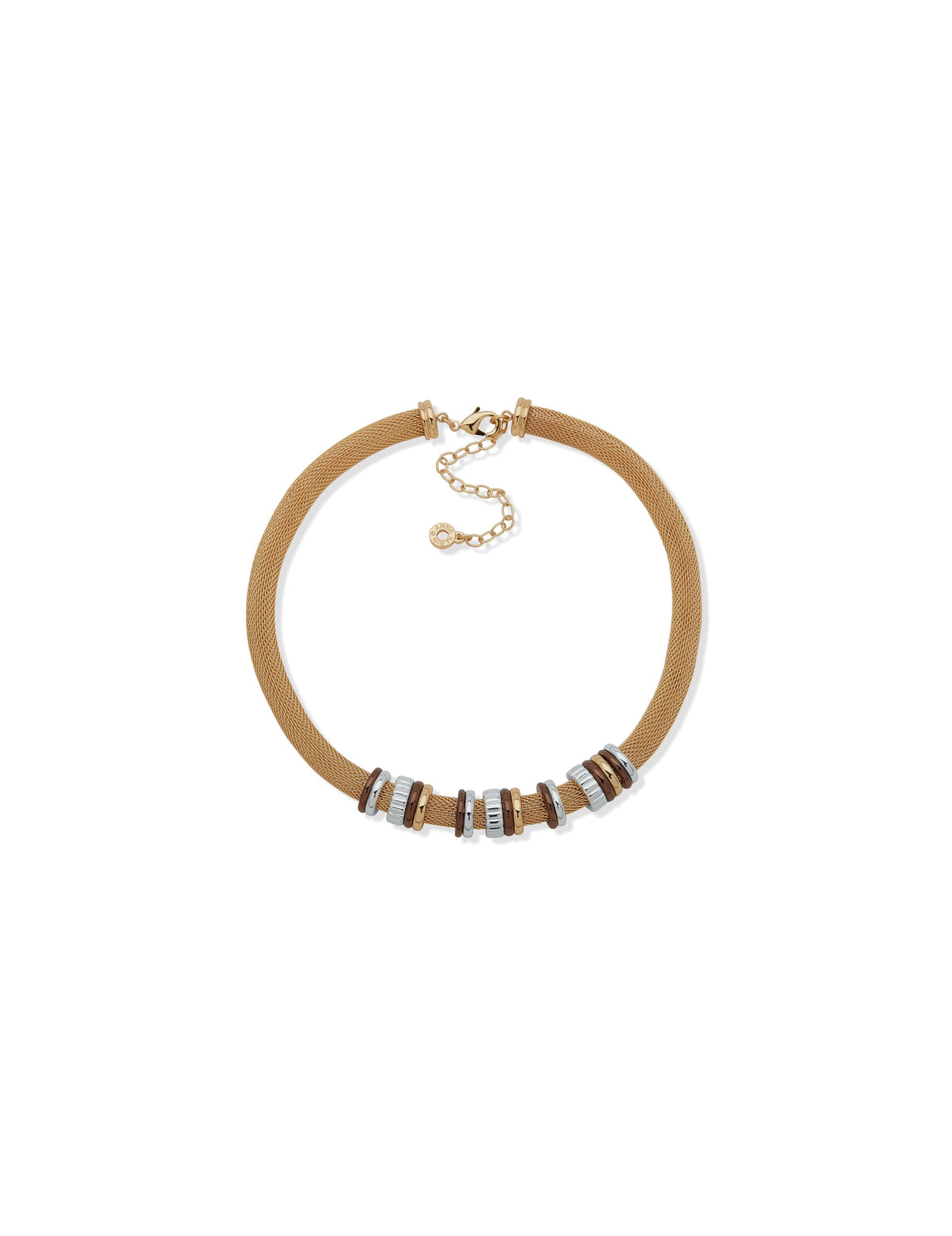 Anne Klein Gold Tone 16IN Tritone Mesh Collar Necklace