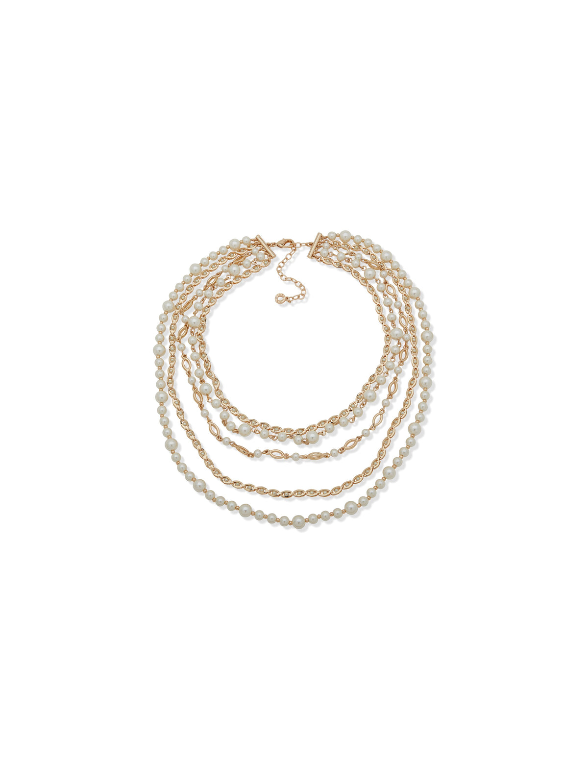 Anne Klein Gold Tone Pearl Multi Row Necklace