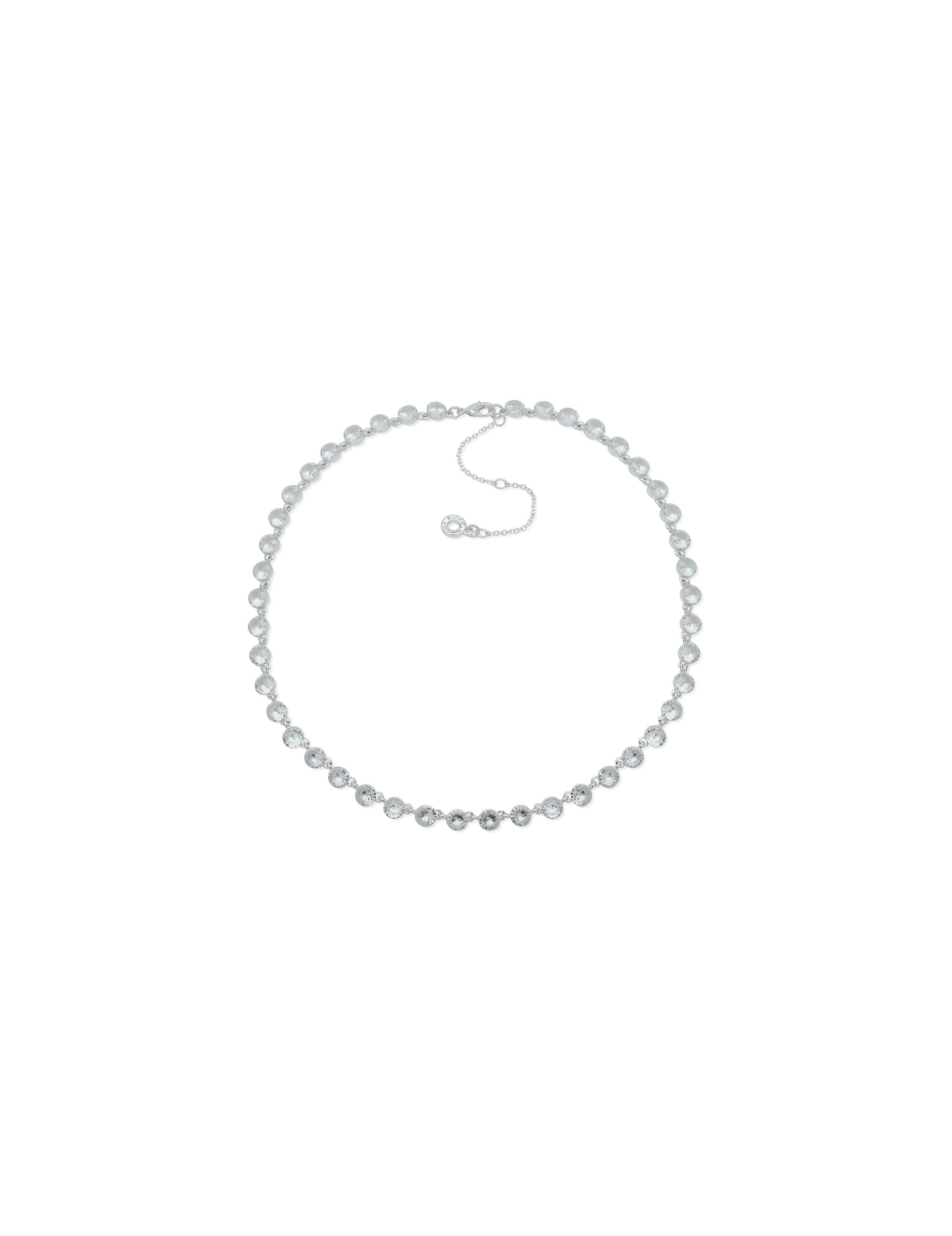Anne Klein Silver Tone 16IN Silver CZ Collar Necklace