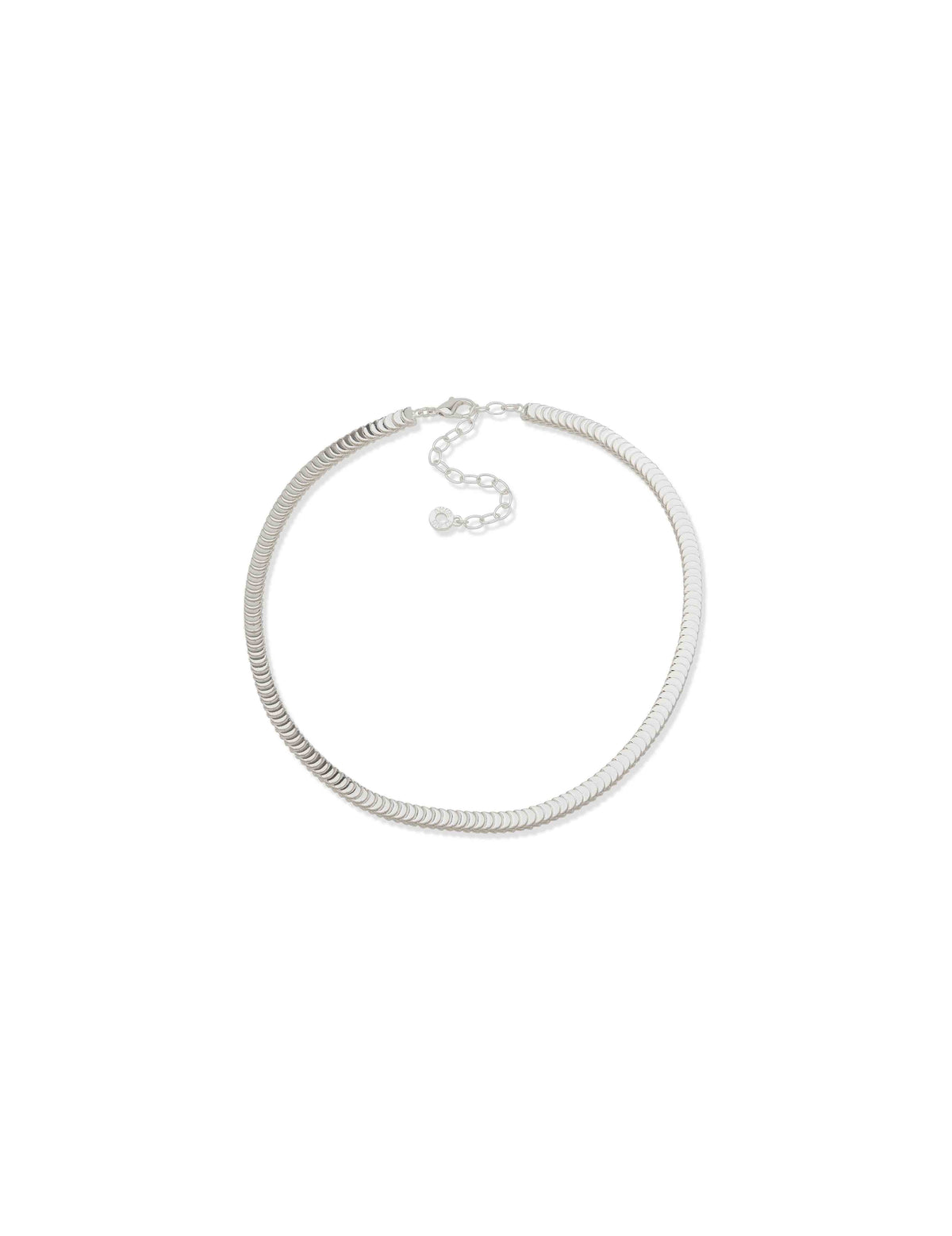 Anne Klein Silver Tone Silver Disc Chain Collar Necklace