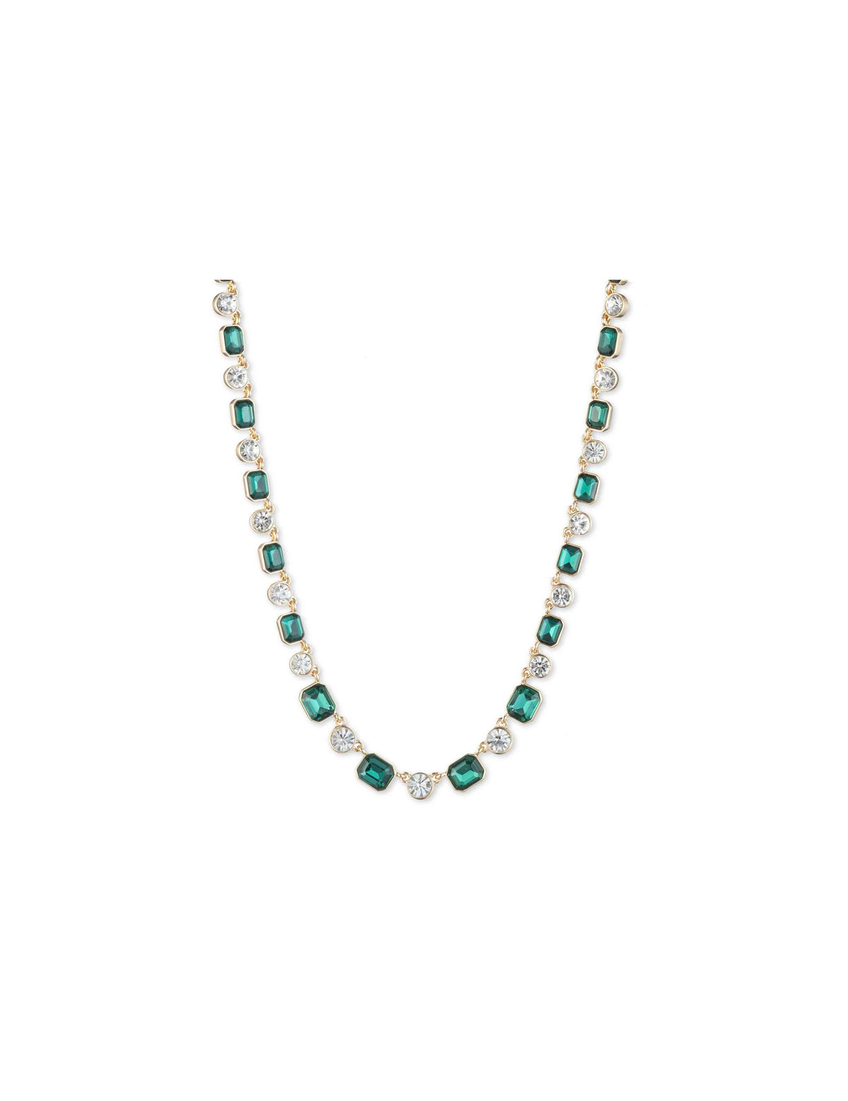 Anne Klein Gold Tone Emerald Crystal Necklace