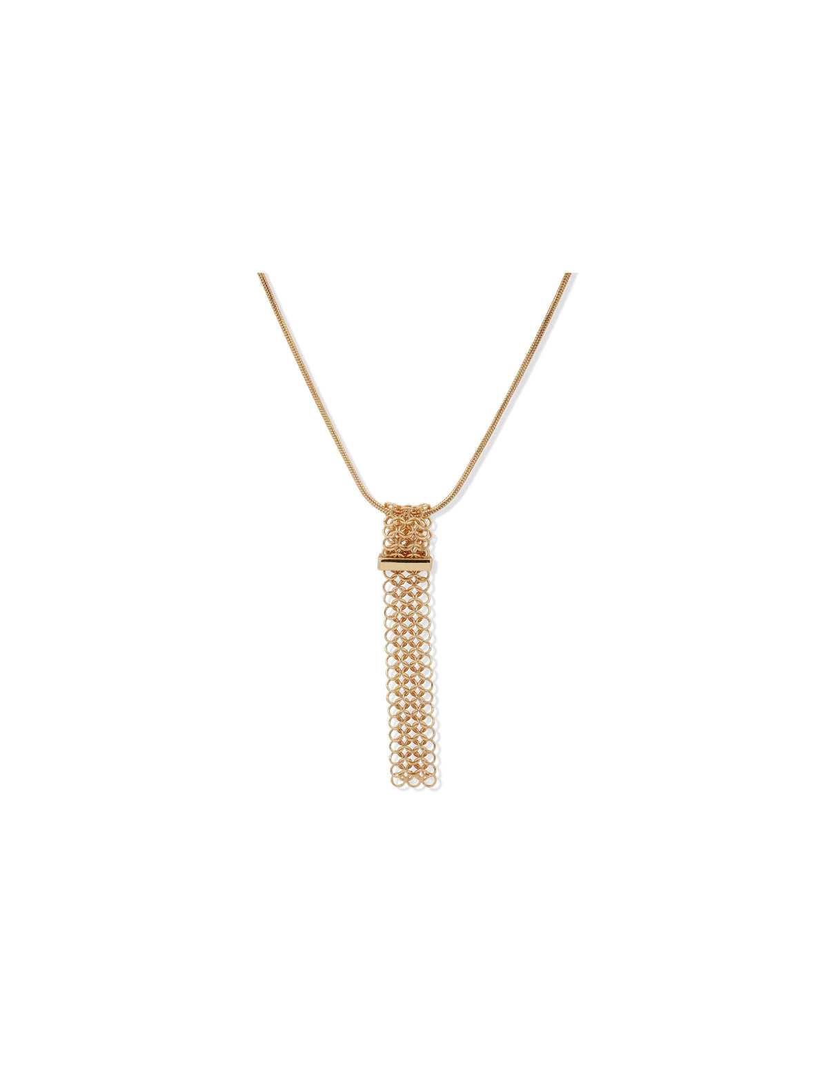 Anne Klein Gold Tone Mesh Pendant Necklace