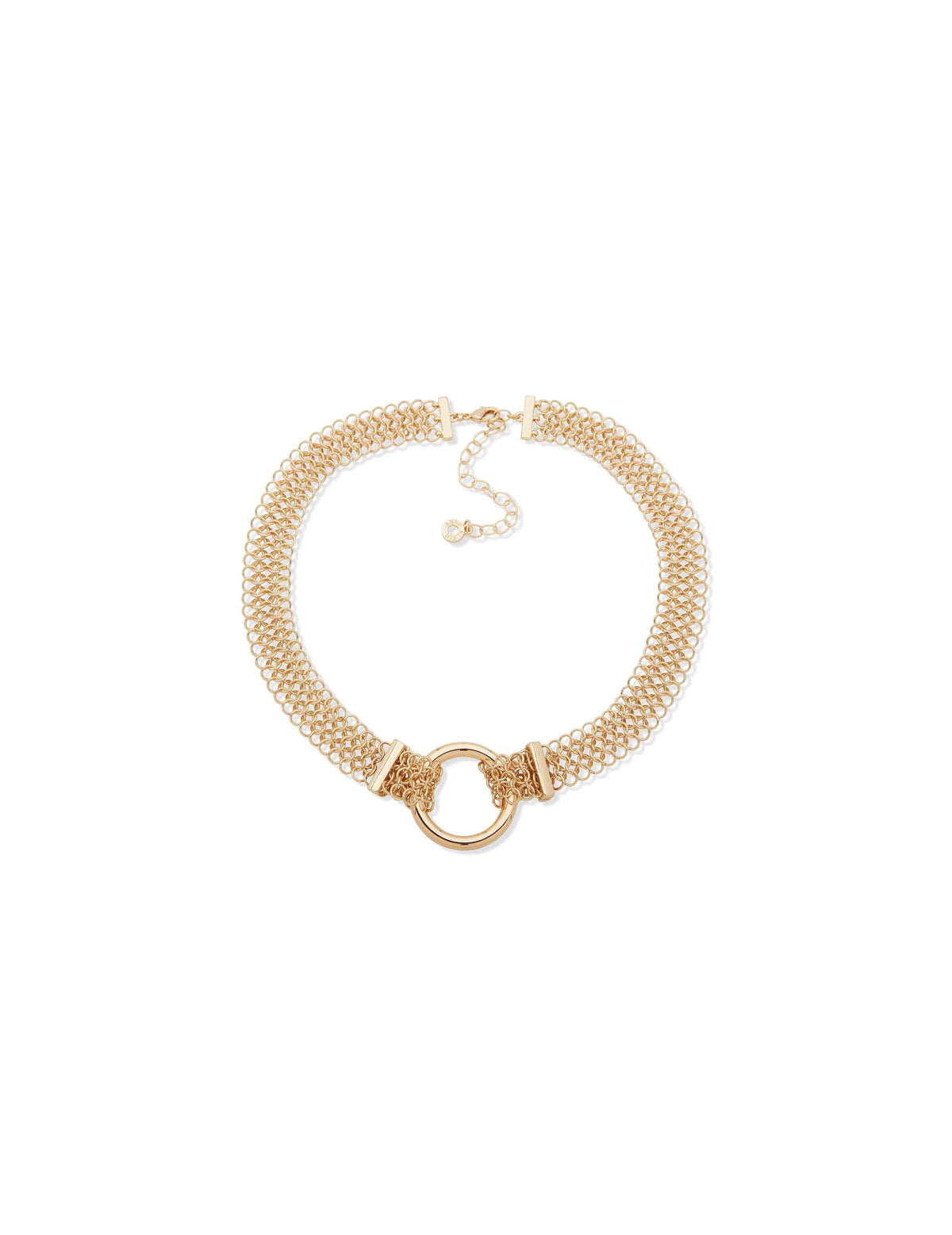 Anne Klein Gold Tone Mesh Necklace - Gold