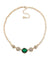 Anne Klein Gold Tone Bezel Set Station Necklace - Gold/Emerald