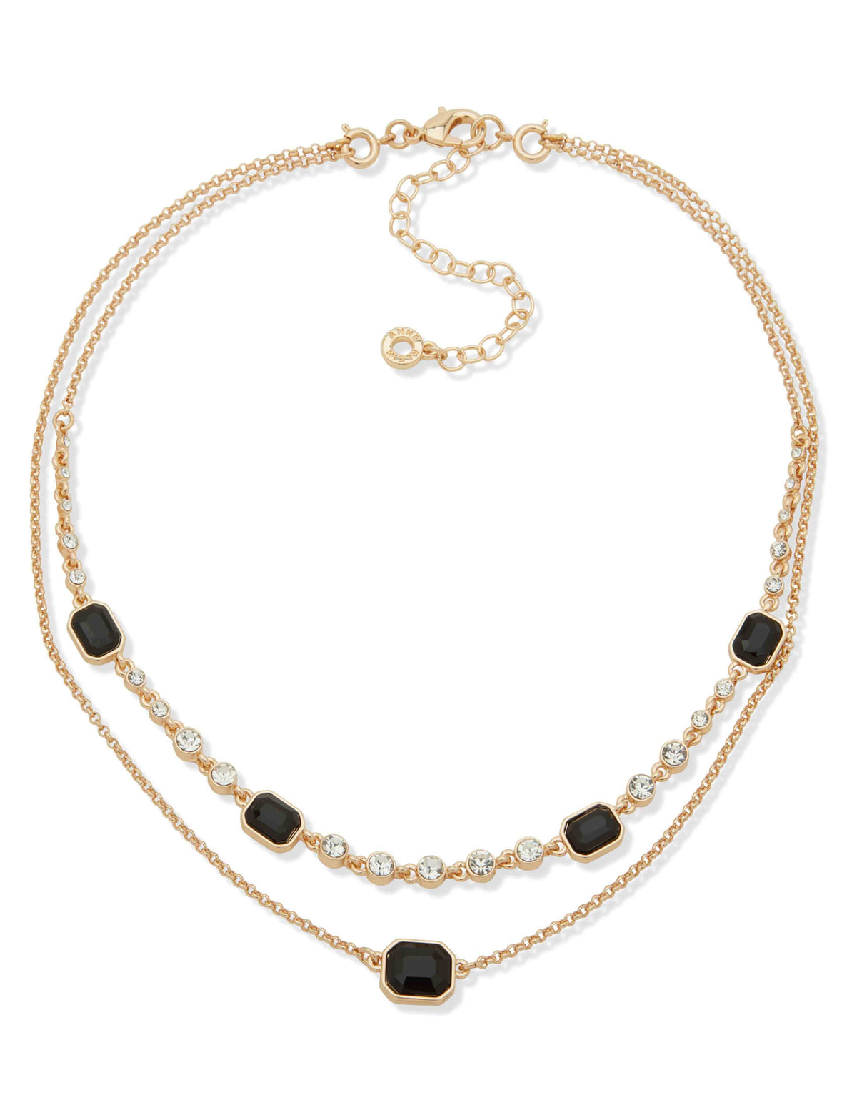 Anne Klein Gold Tone Station Necklace - Jet