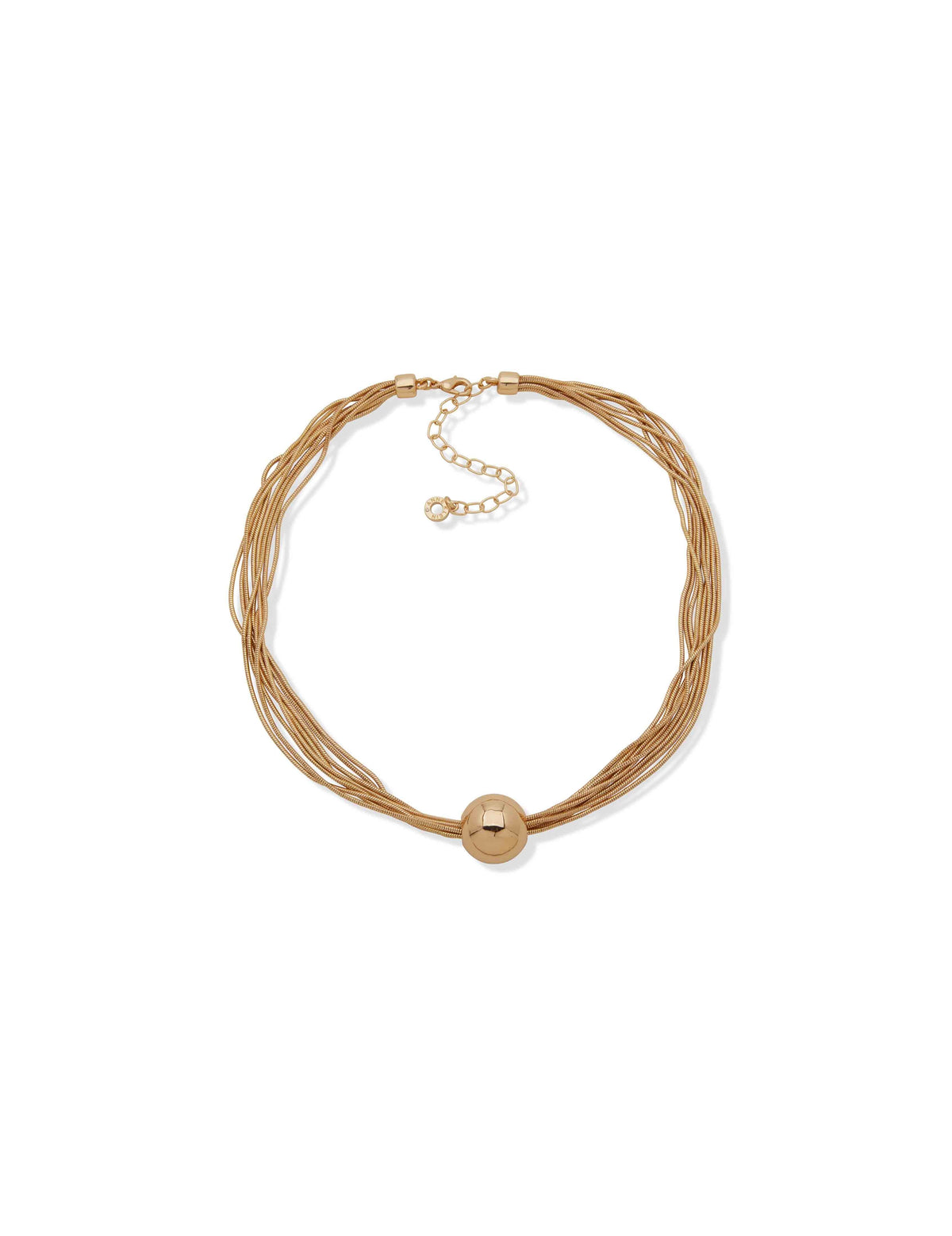 Anne Klein Gold Tone Multirow Snake Chain Pendant Necklace