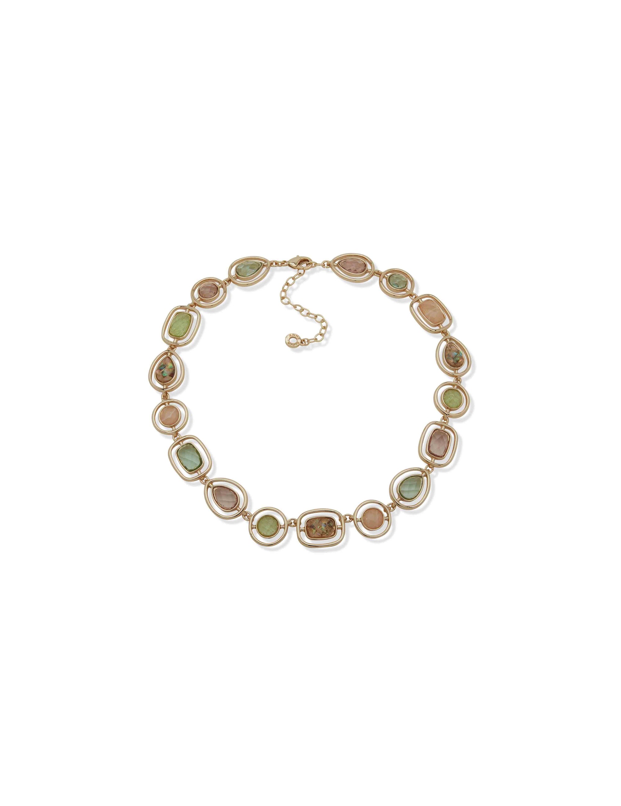 Anne Klein Gold Tone 16In Multifaceted Stone Necklace