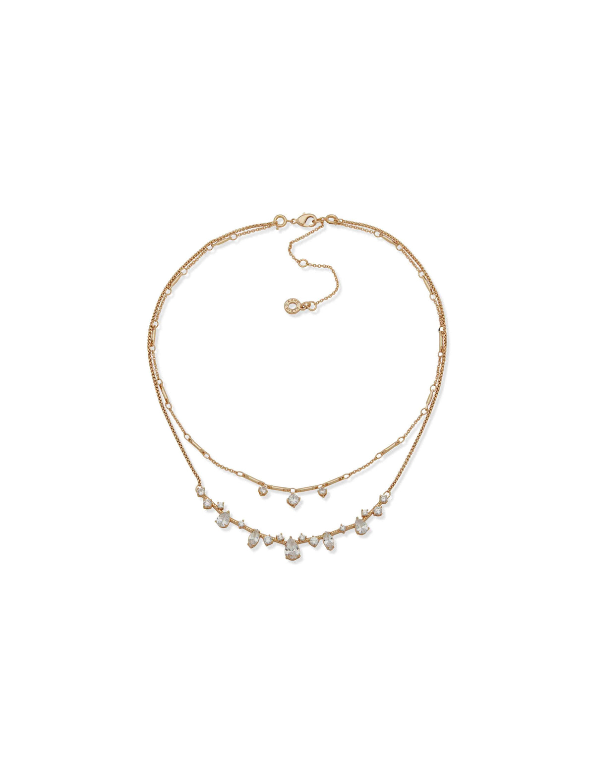 Anne Klein Gold Tone 2-in-1 Necklace - Gold/Crystal