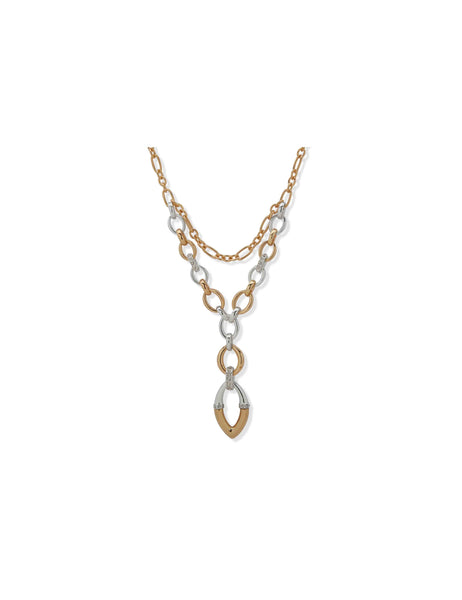 Two-Tone Multirow Linked Necklace | Anne Klein