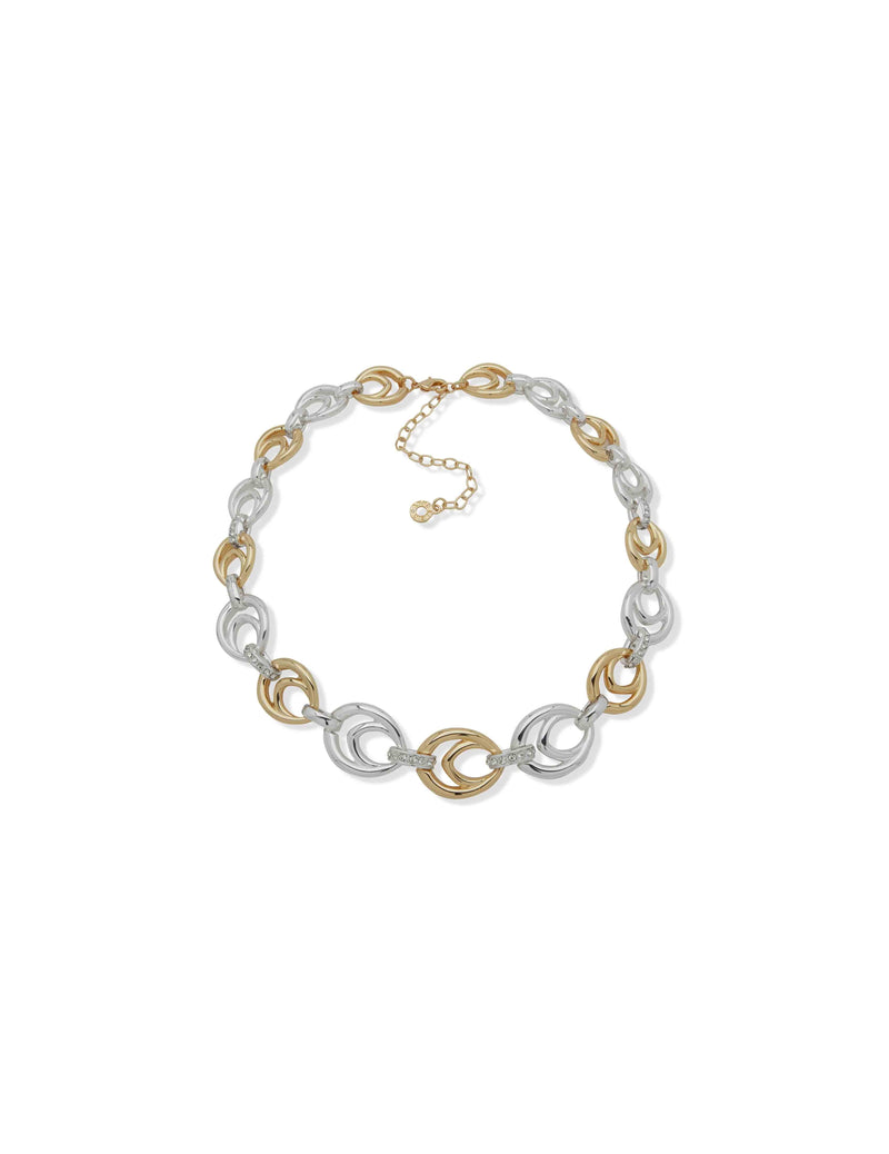 Anne Klein Two Tone 16In Open Ttn Linked Necklace-Ttn/Cry